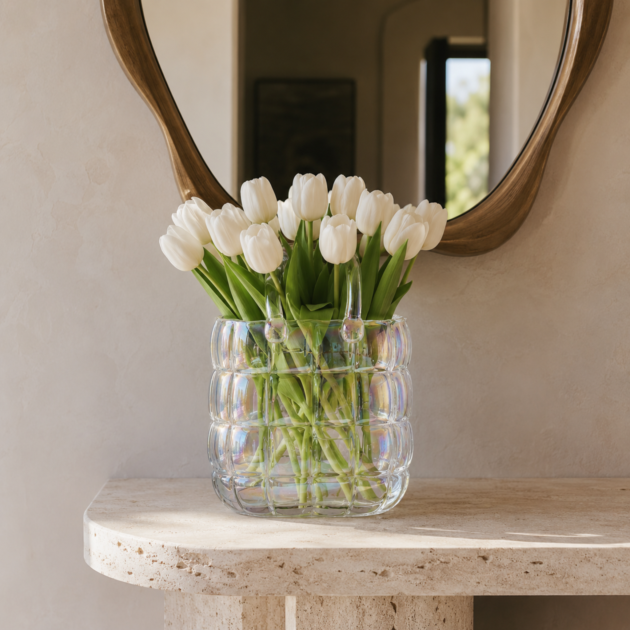 Vase Sac à Main Verre Iridescent Tressé Déco Tunisie | Fiolla Home