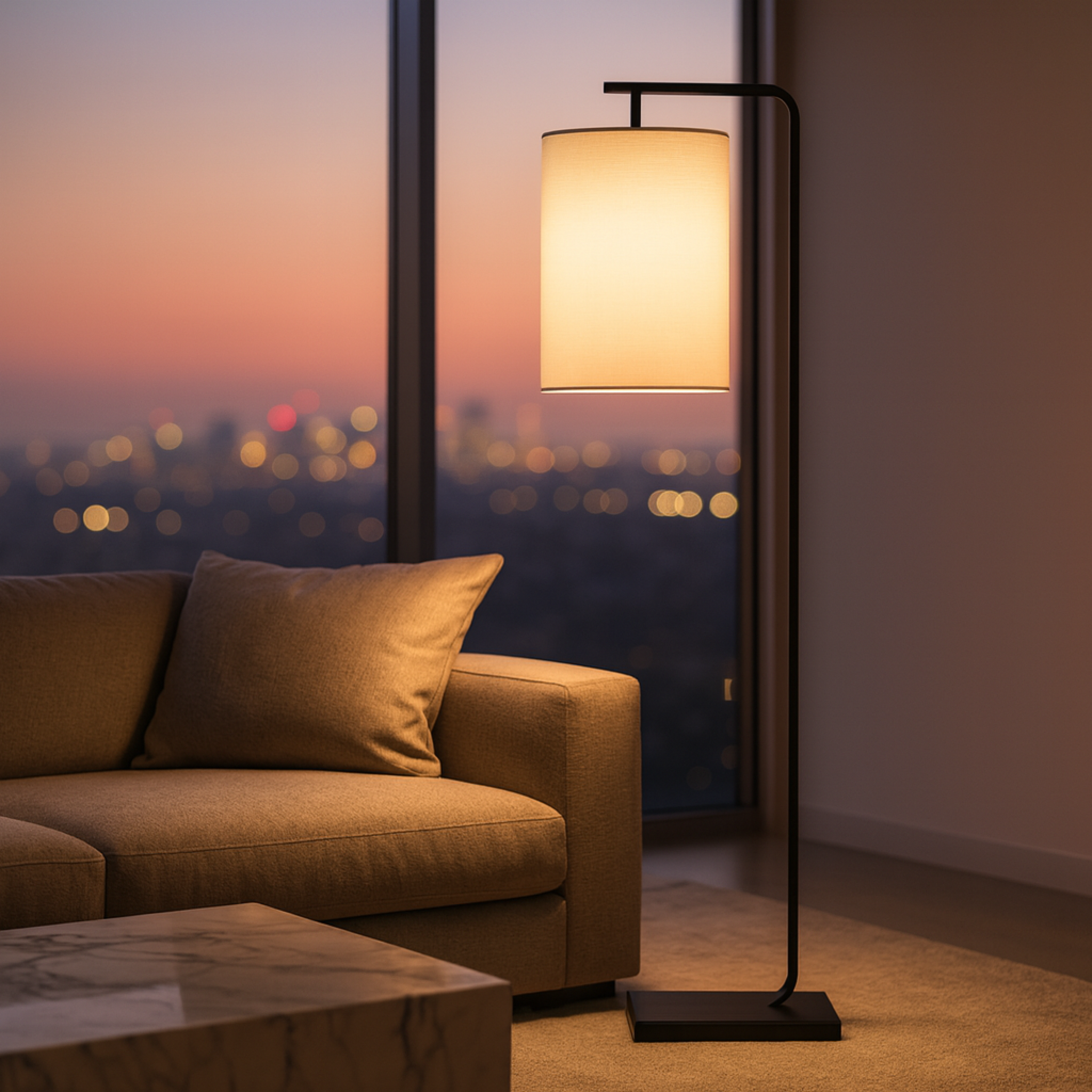 Lampadaire Noir Tunisie | Abat-jour Cylindre | Fiolla Home