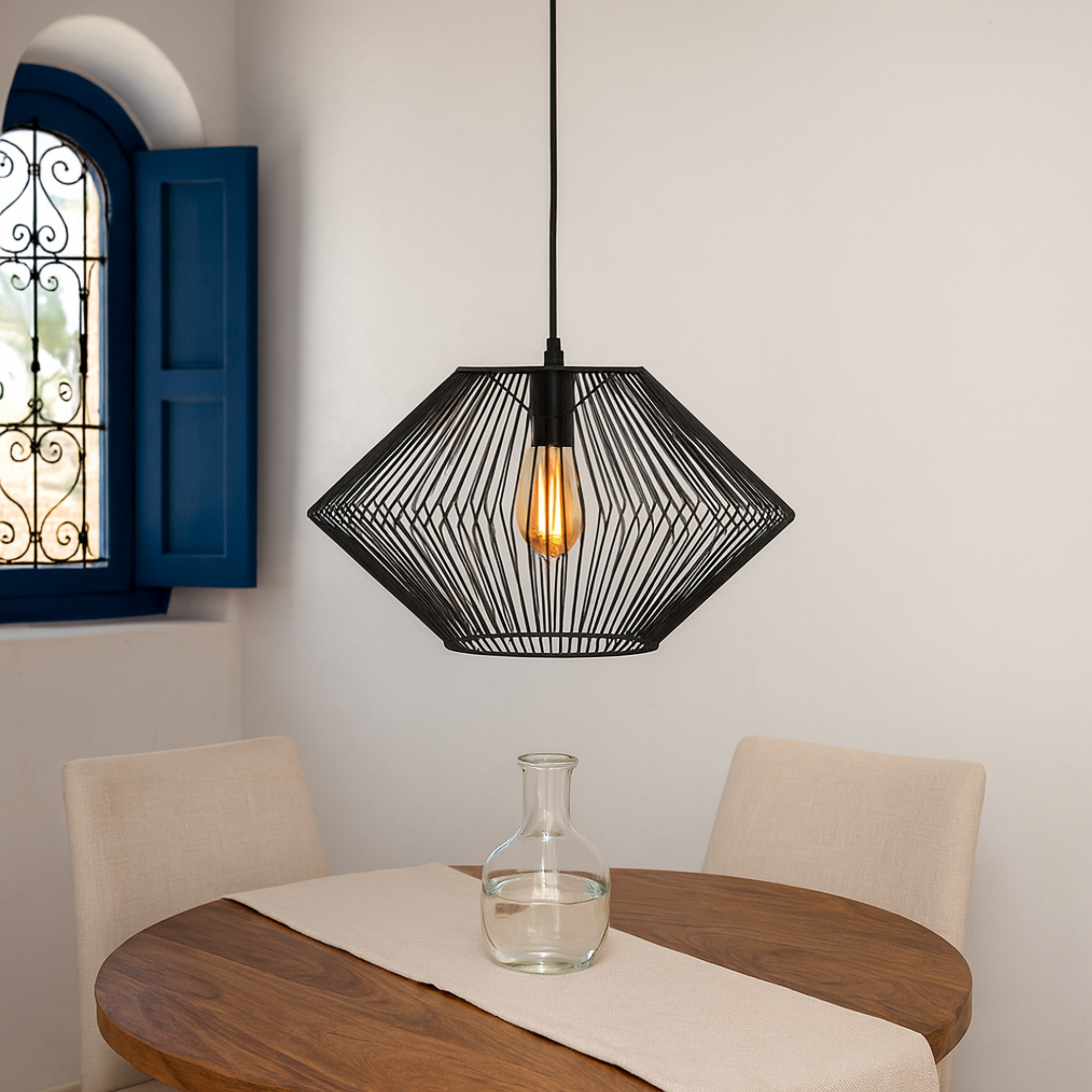 Luminaire Suspension Diamant Noir | Cuisine/Salle à Manger | Fiolla Home