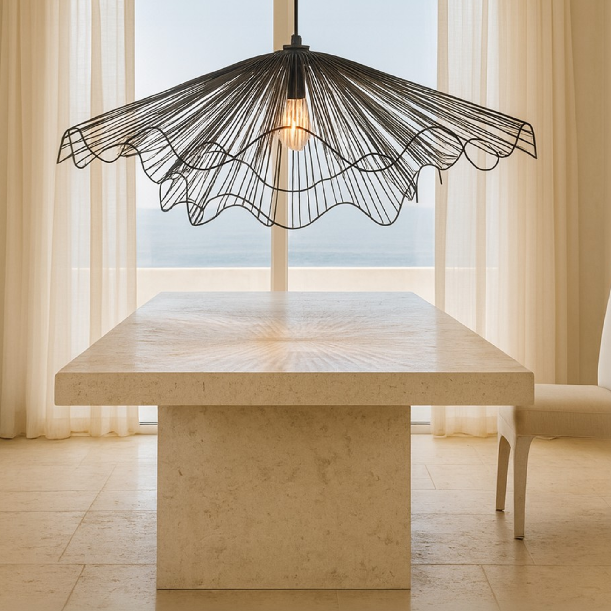 Suspension métal noir ondulé | Style vague Tunisie | Fiolla Home