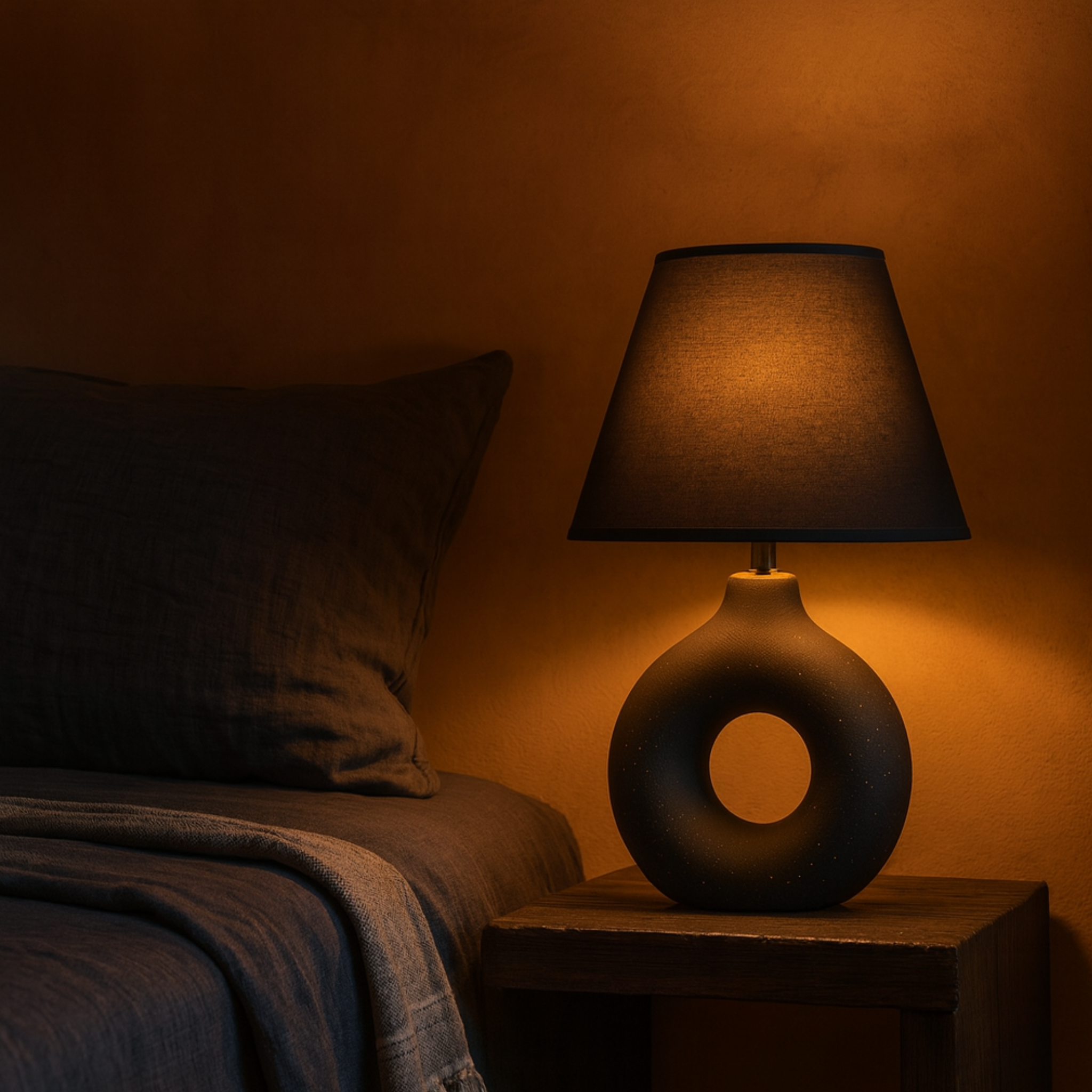 Veilleuse Anneau Noire Tunisie | Design Contemporain | Fiolla Home