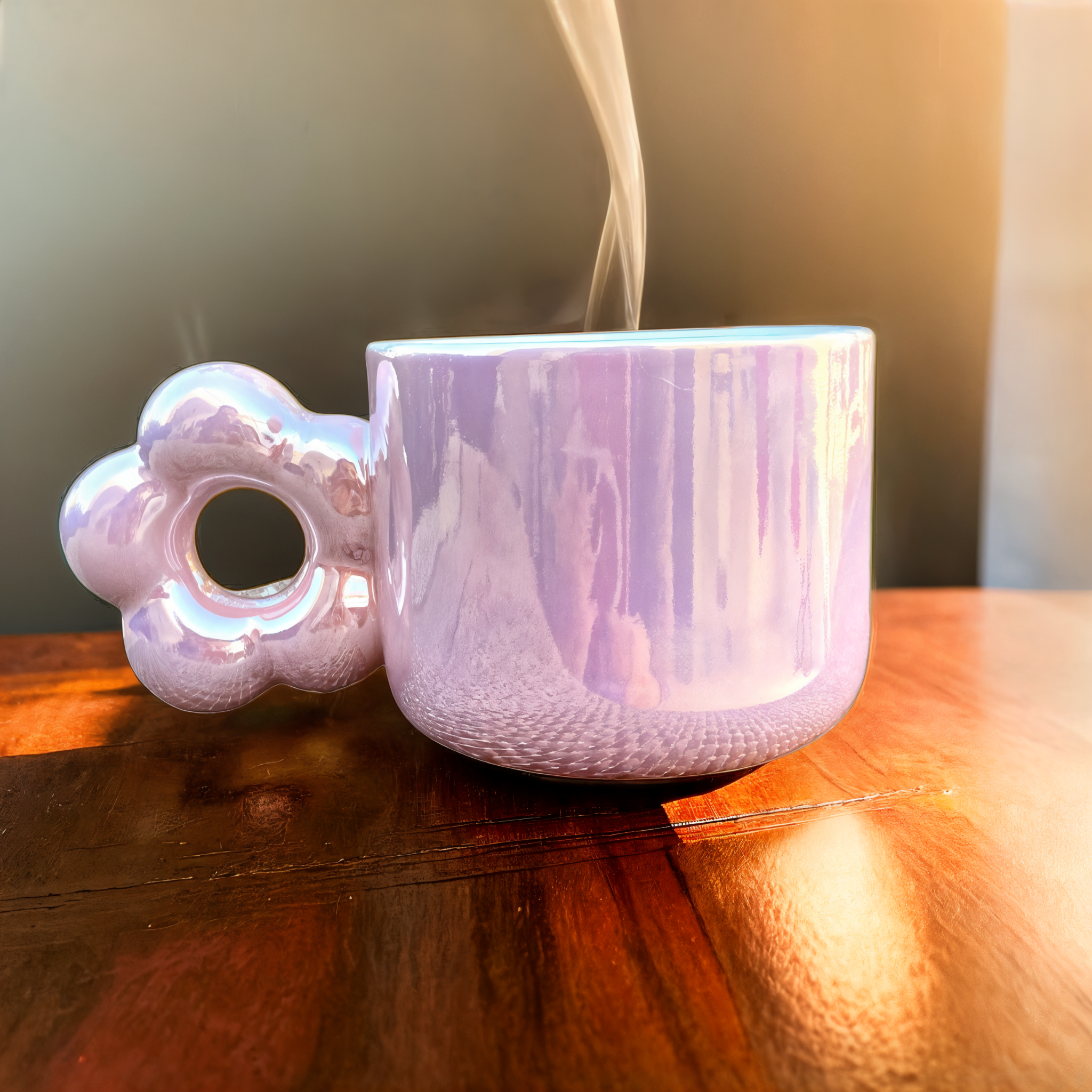 Mug Céramique Brillant avec Anse Fleur | Élégance et Style | Fiolla Home