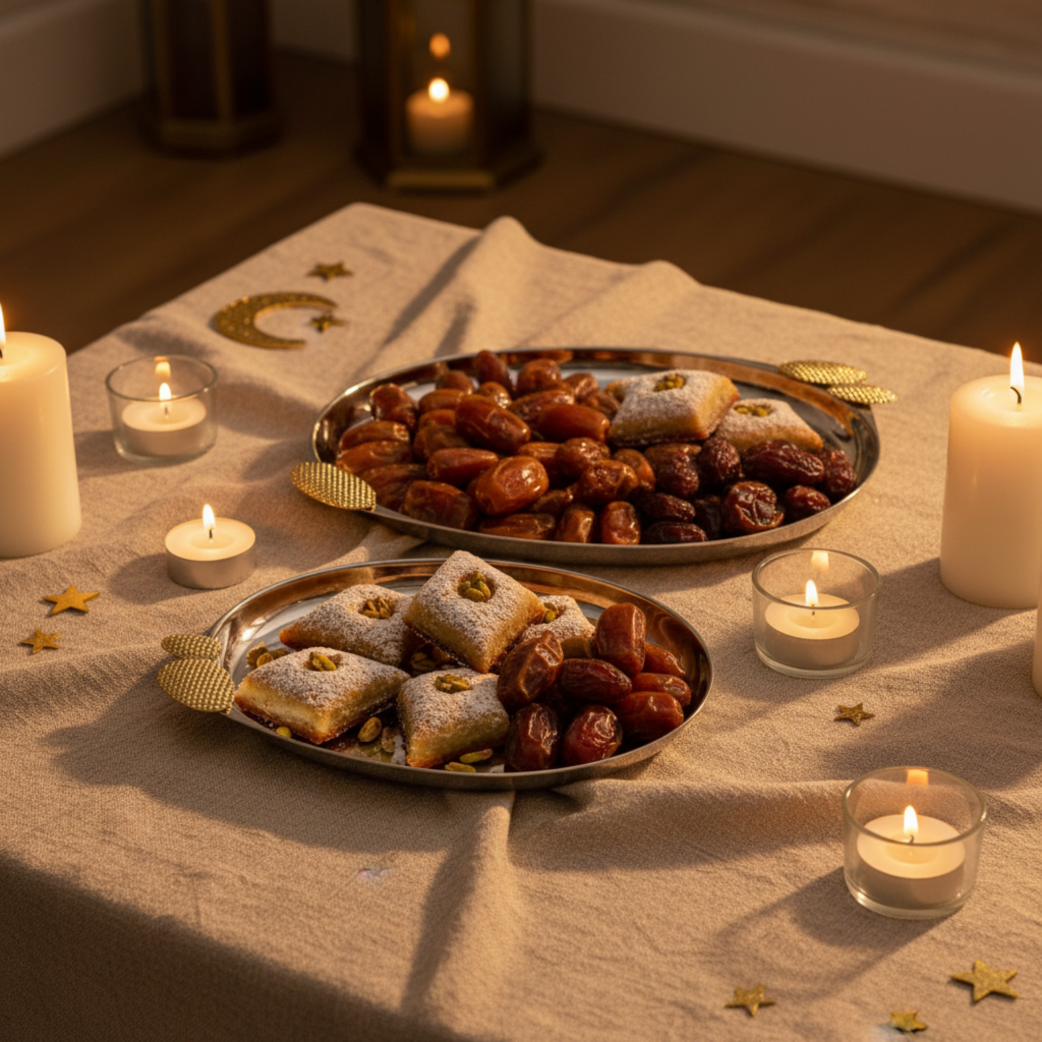 Duo de Plateaux de Service en Cuivre Indien - Qualité Premium (Argent & Or)