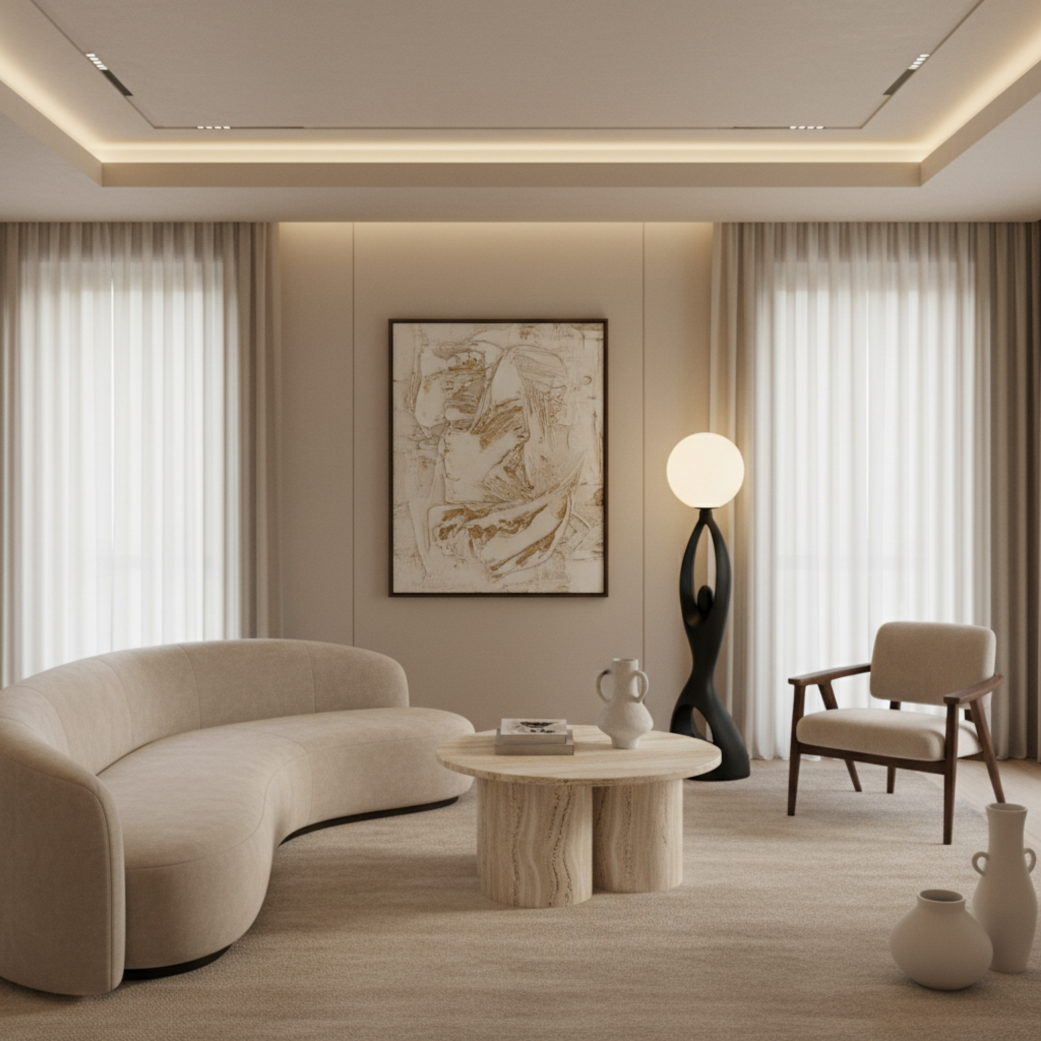 Lampadaire Sculptural "Silhouette" Noir – Design Artistique & Premium Tunisie