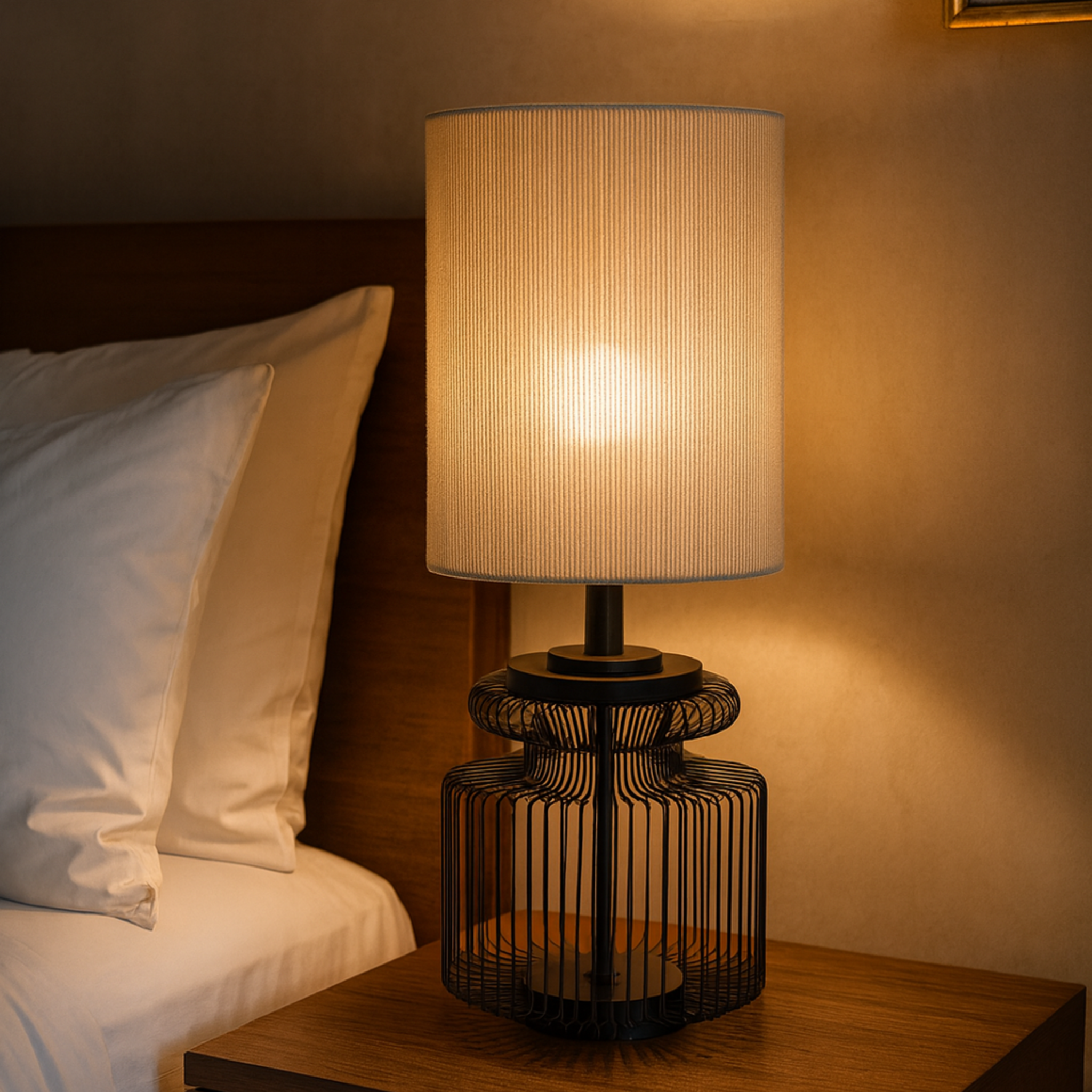 Grande Lampe de Table Design | Métal Filaire & Jute | Tunisie