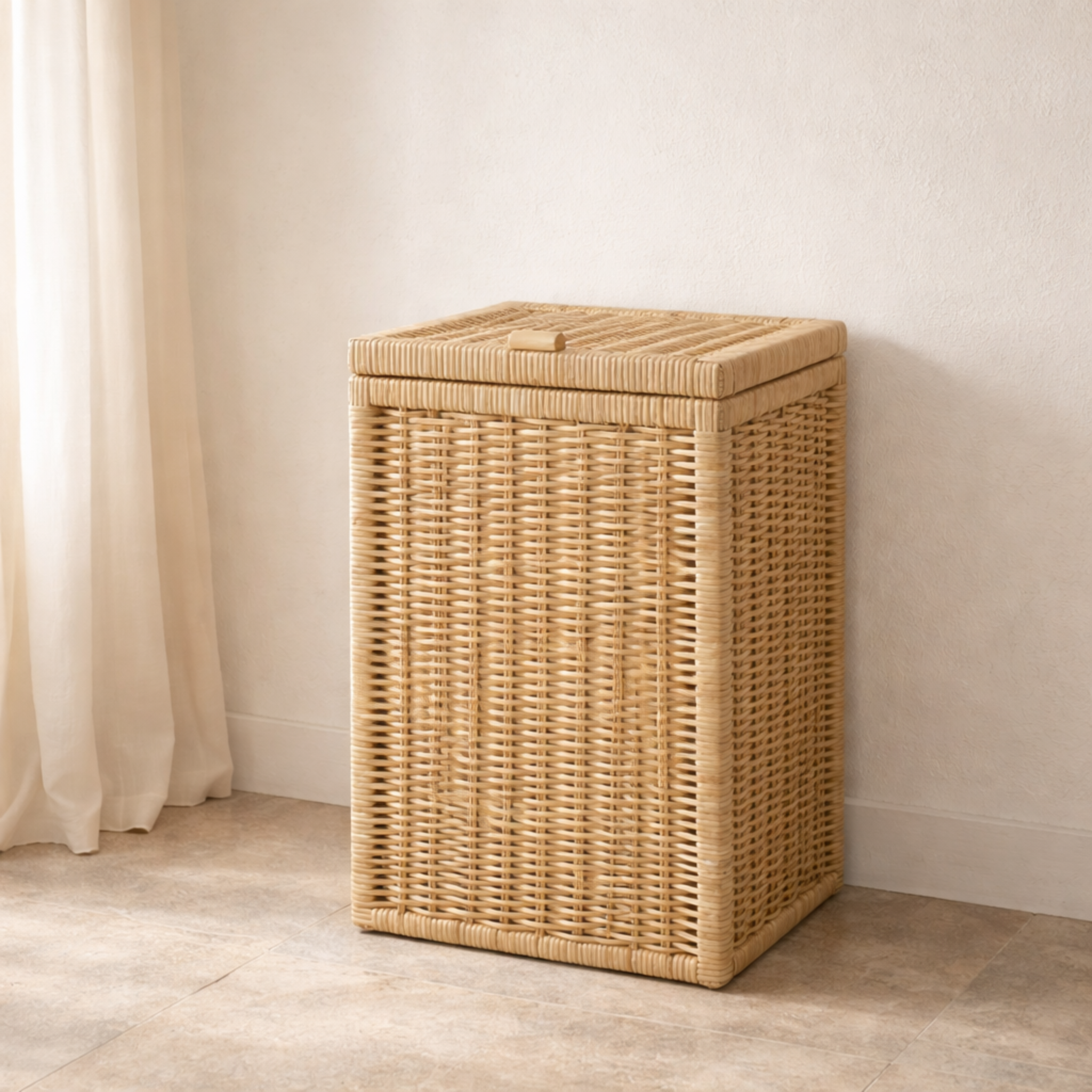 Panier à Linge en Rotin Tissé avec Couvercle – Rangement Chic & Naturel