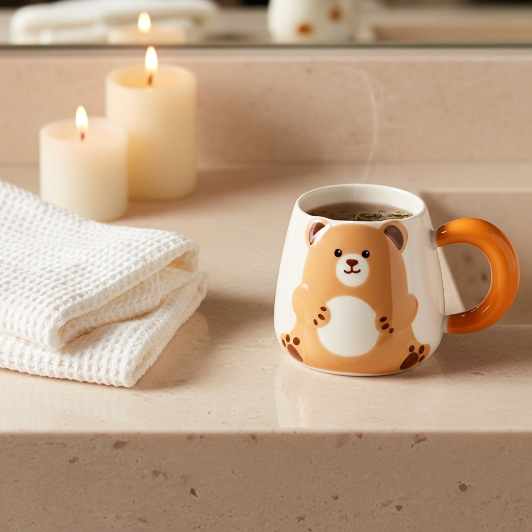 Mug Ourson en Céramique – Anse Orange Confort | Fiolla Home