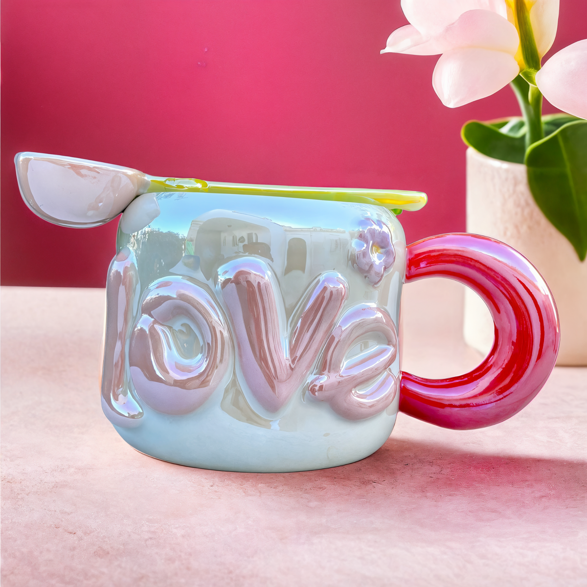 Tasse Céramique Love | Design Changeant & Cuillère | Fiolla Home