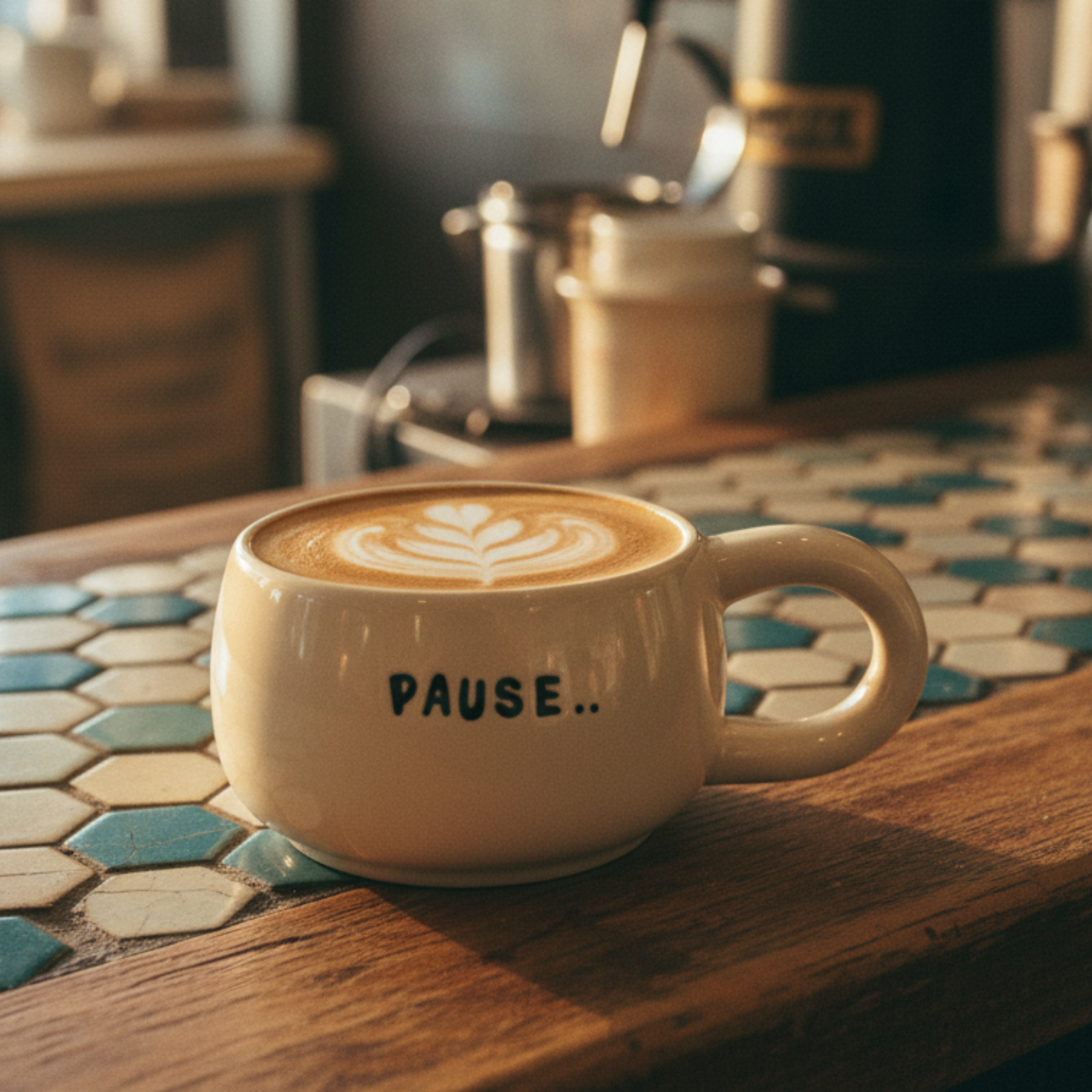 Mug "Pause" en Céramique — Tasse à Café Design & Cozy Tunisie