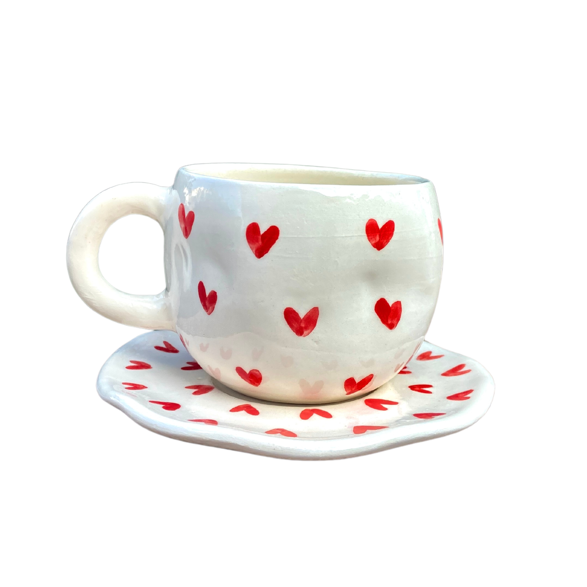 Mug Céramique Fait Main | Motifs Cœurs Romantiques | Fiolla Home