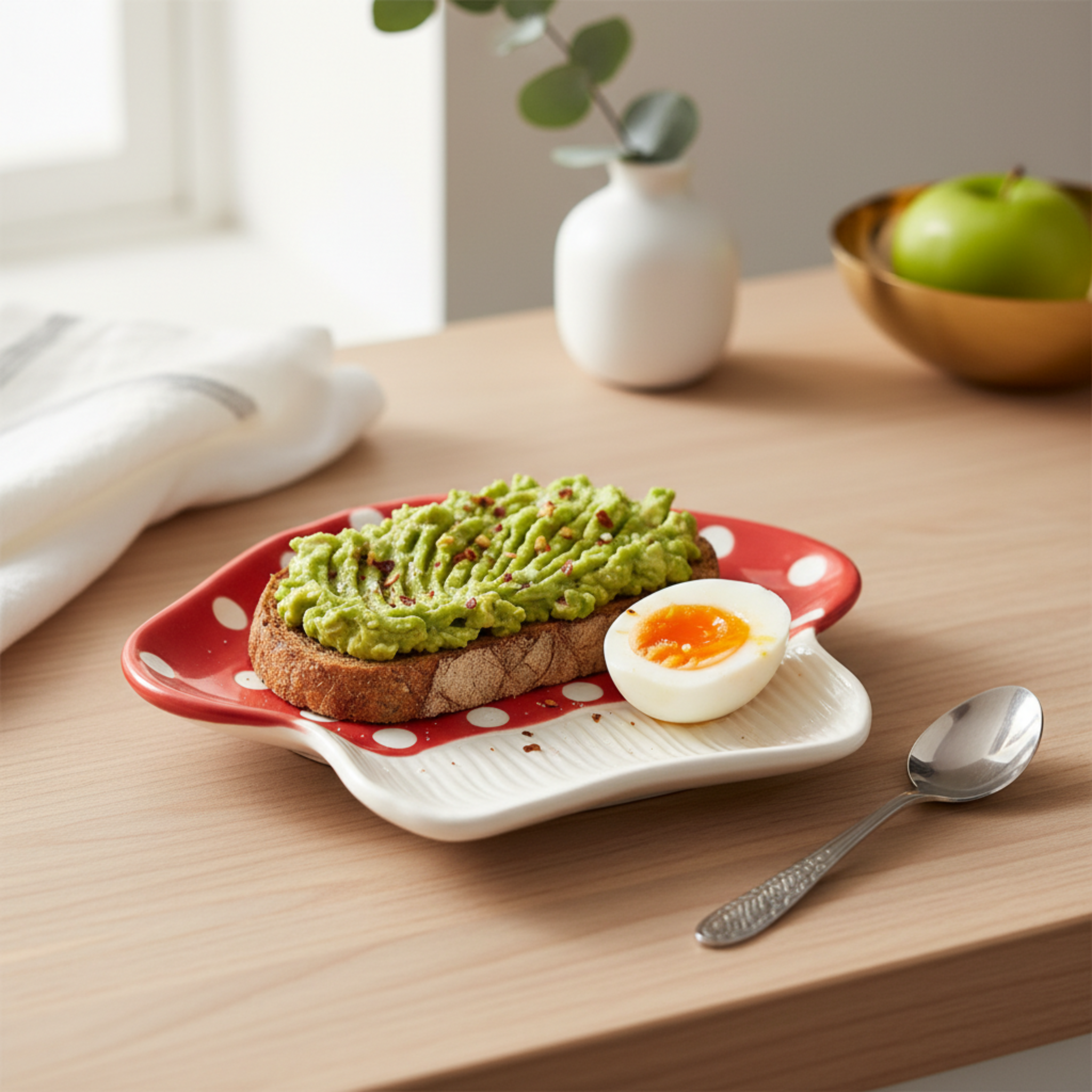 Assiette Champignon Céramique - Design Original & Tendance (Rouge)