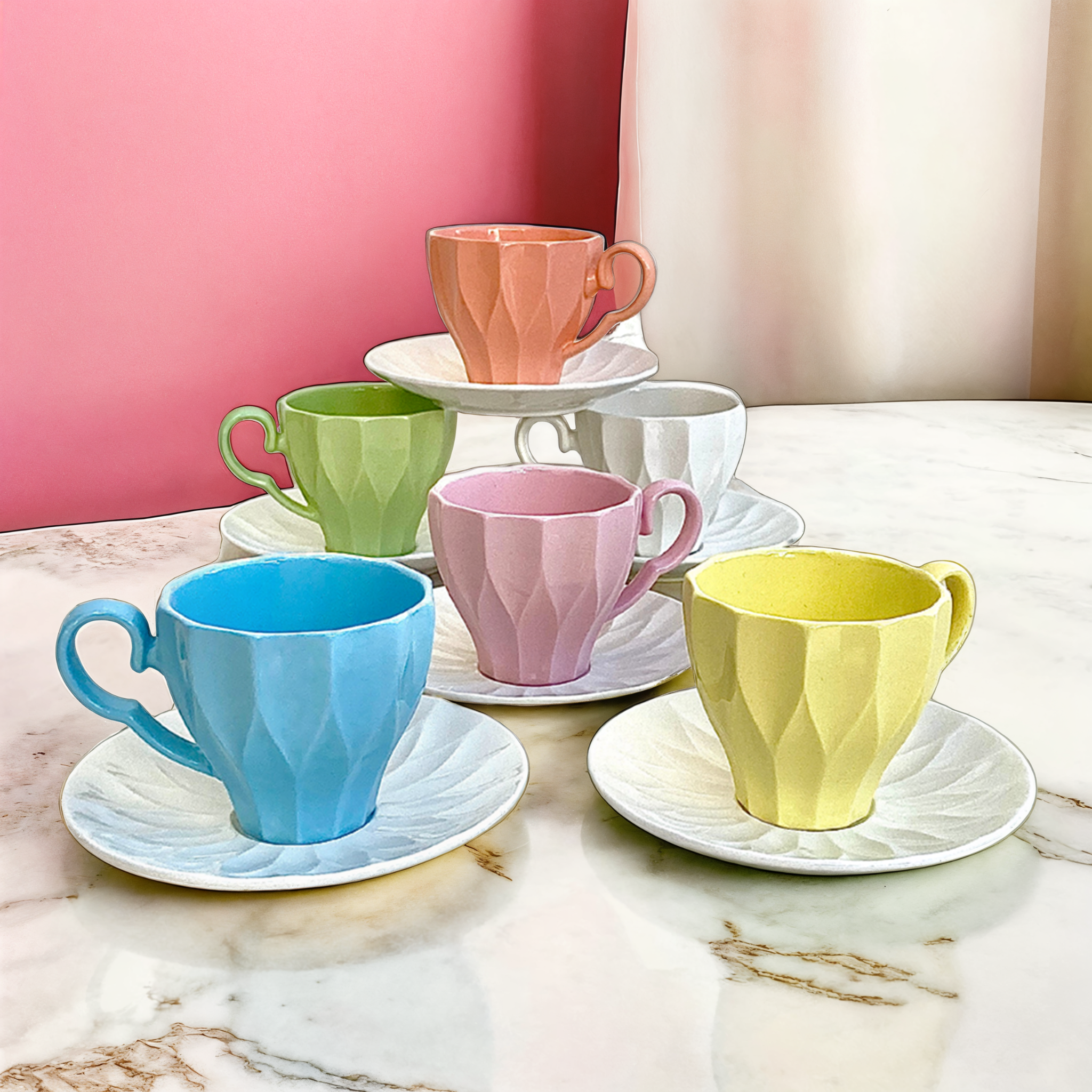 Service à Café Multicolore | Élégance Moderne & Originalité | Fiolla Home