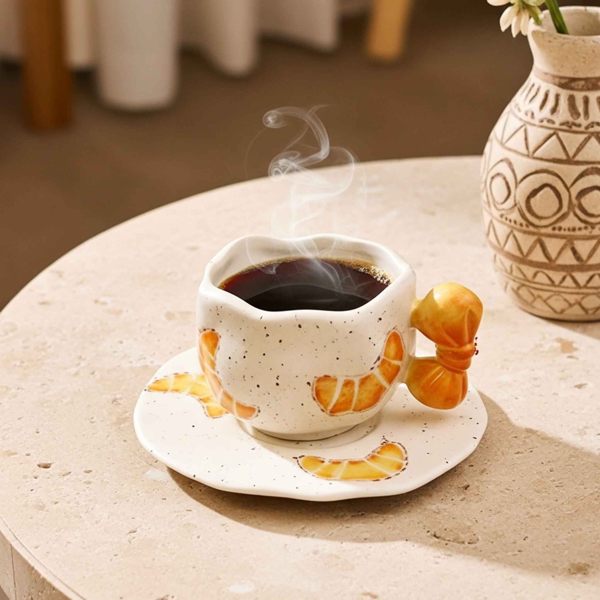 Tasse à Café Originale Anse Croissant | Idée cadeau unique