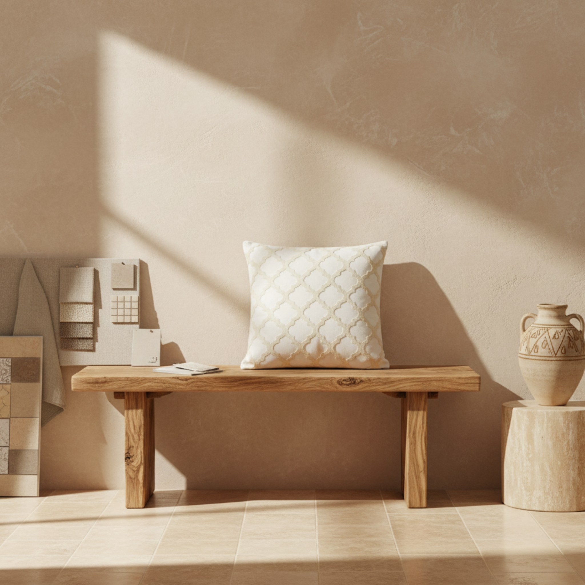 Coussin Treillis Beige Tunisie – Motif Arabesque | Fiolla Home