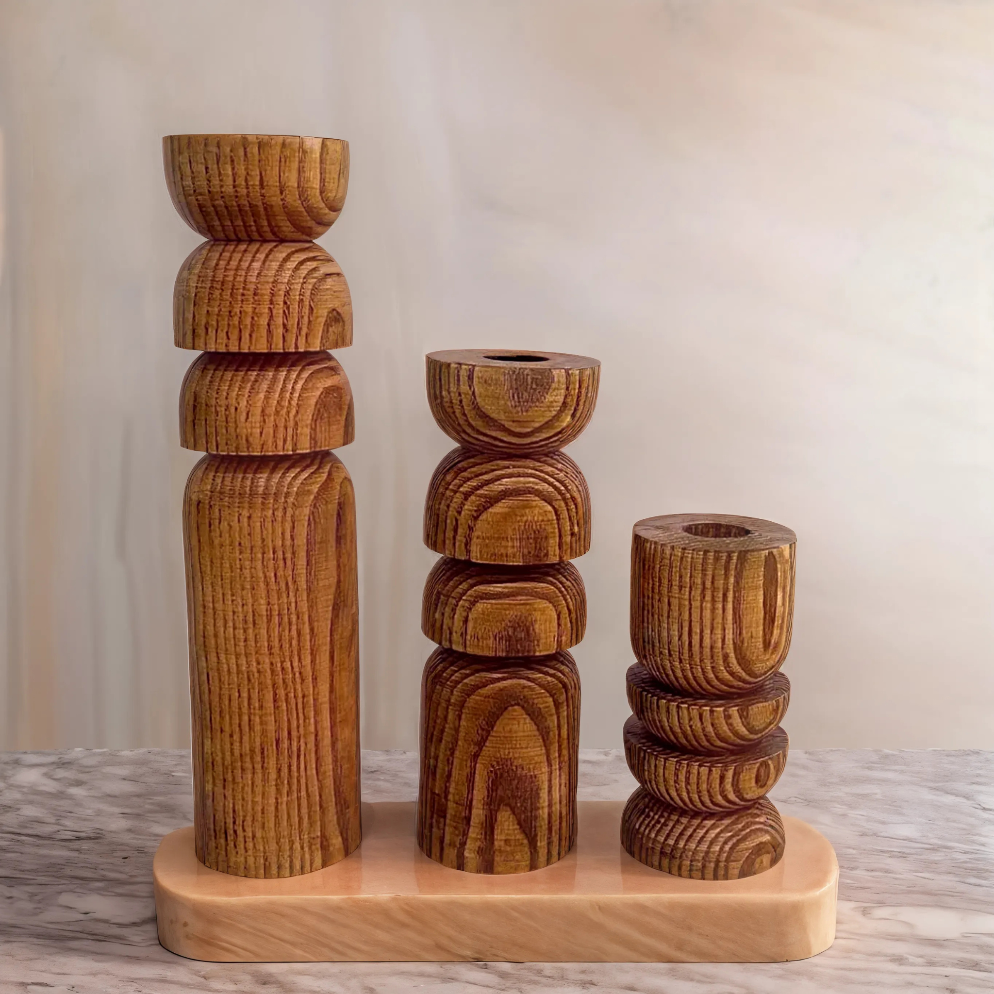 Bougeoirs en Bois Sculpté | Design Moderne et Minimaliste | Fiolla Home