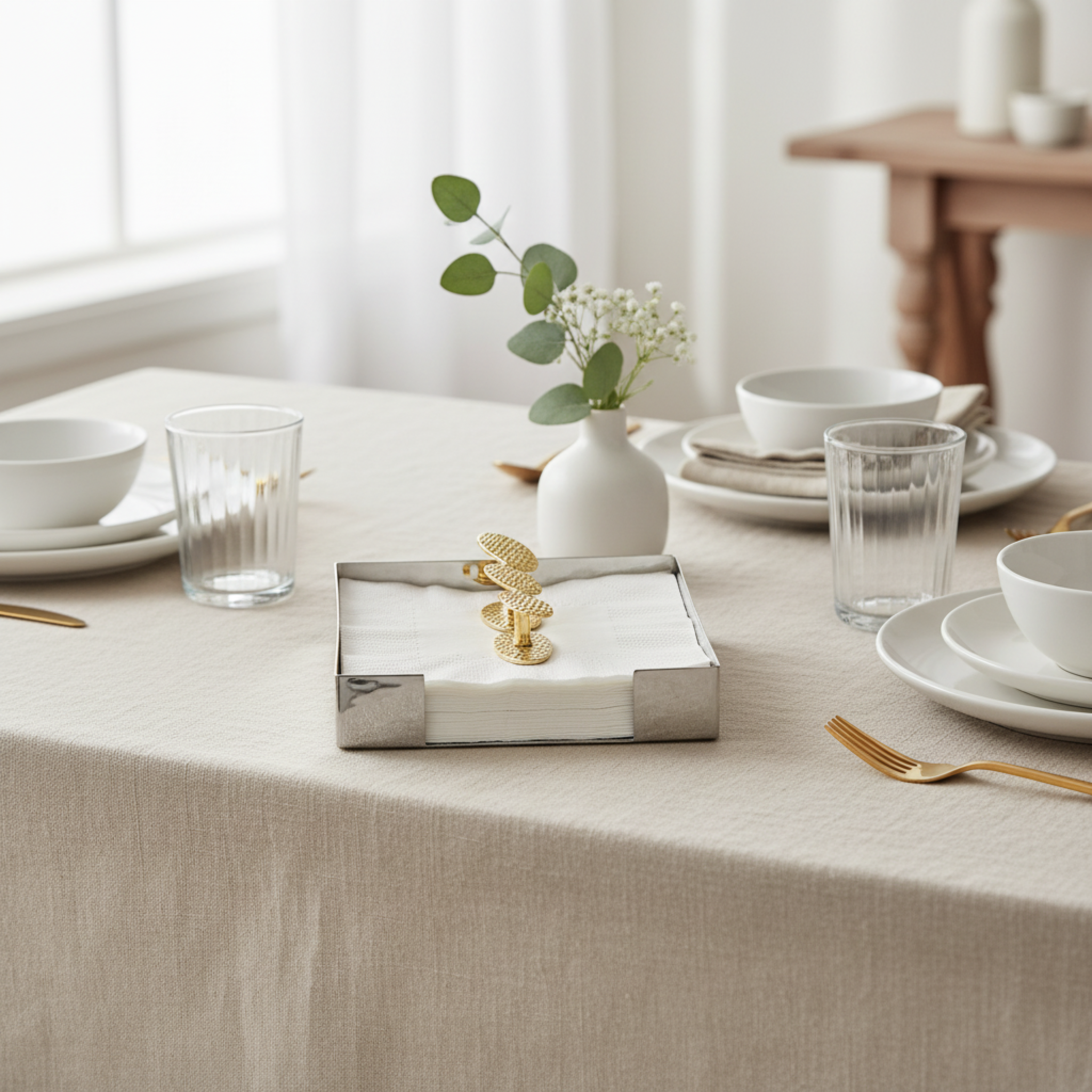 Porte-Serviettes de Table Premium – Cuivre Indien & Design Martelé