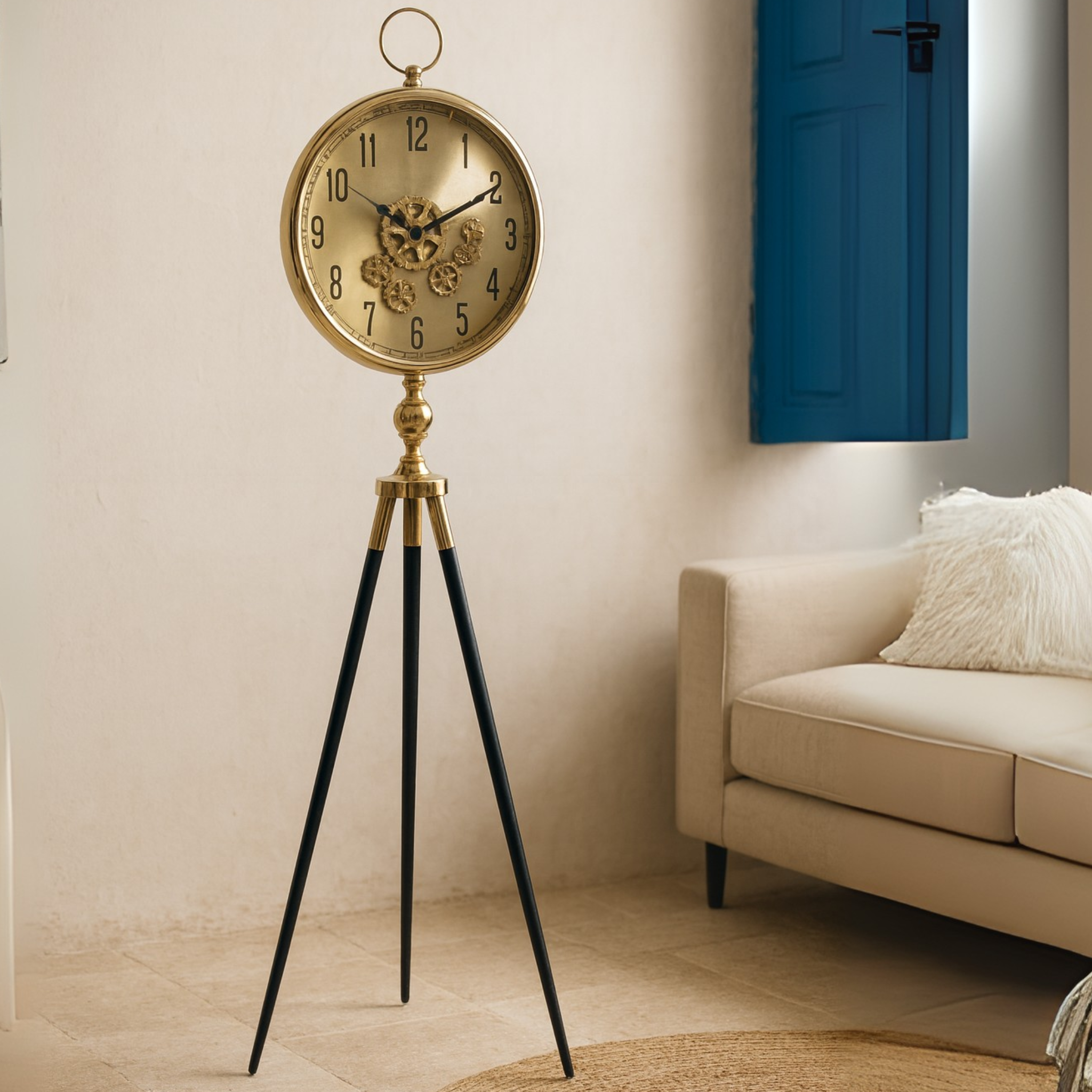 Horloge décorative sur pied dorée | Style vintage Tunisie | Fiolla Home