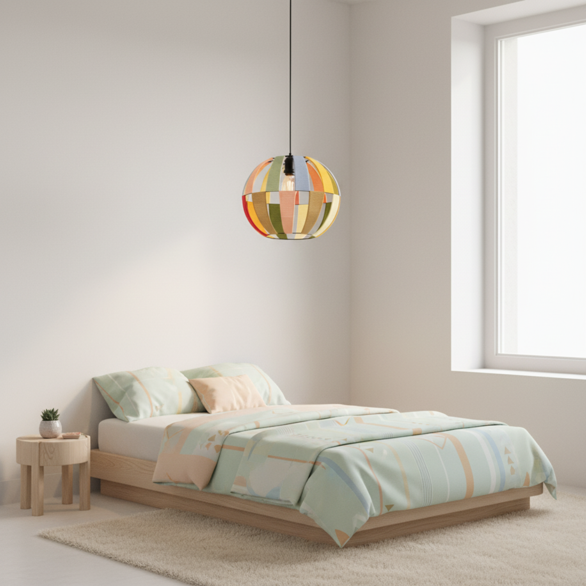 Suspension Sphérique Multicolore | Fibres Artisanales | Tunisie