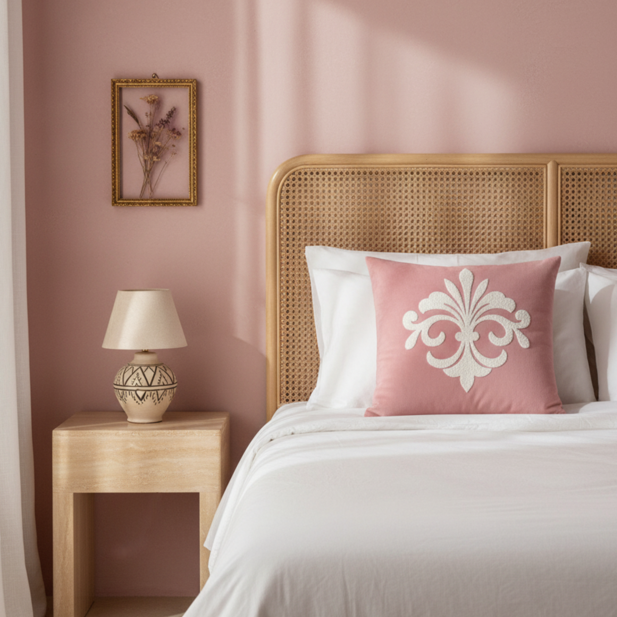 Coussin décoratif Rose Tunisie – Lotus Éclat | Fiolla Home