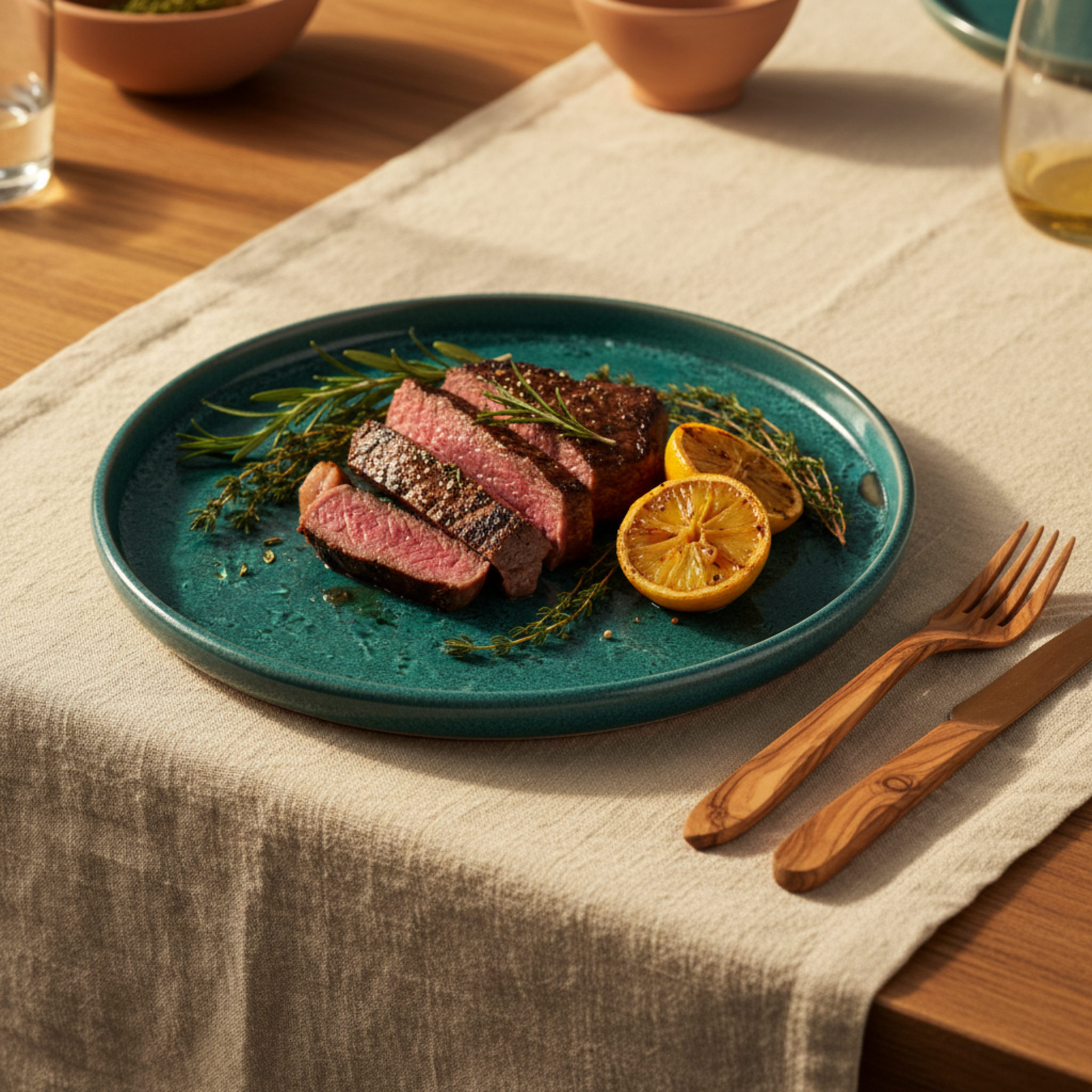Plateau en céramique émaillé vert – Art de table Tunisie