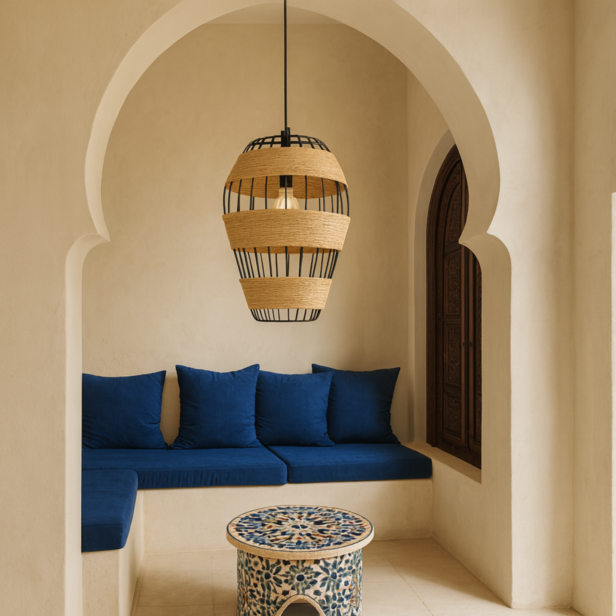 Suspension Luminaire Corde Tressée | Design Artisanal | Tunisie