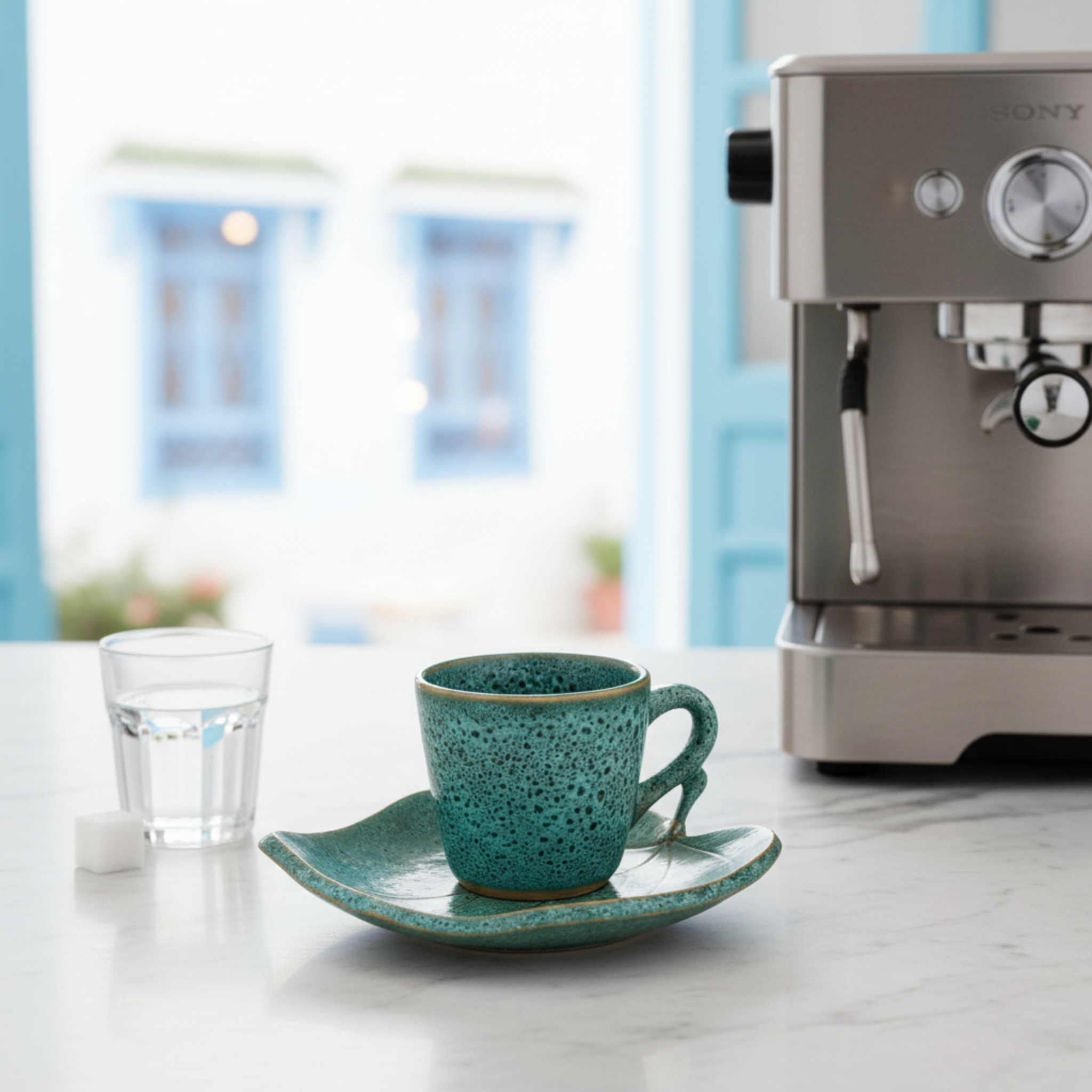 Tasse Espresso en Céramique avec Soucoupe – Vert Émeraude