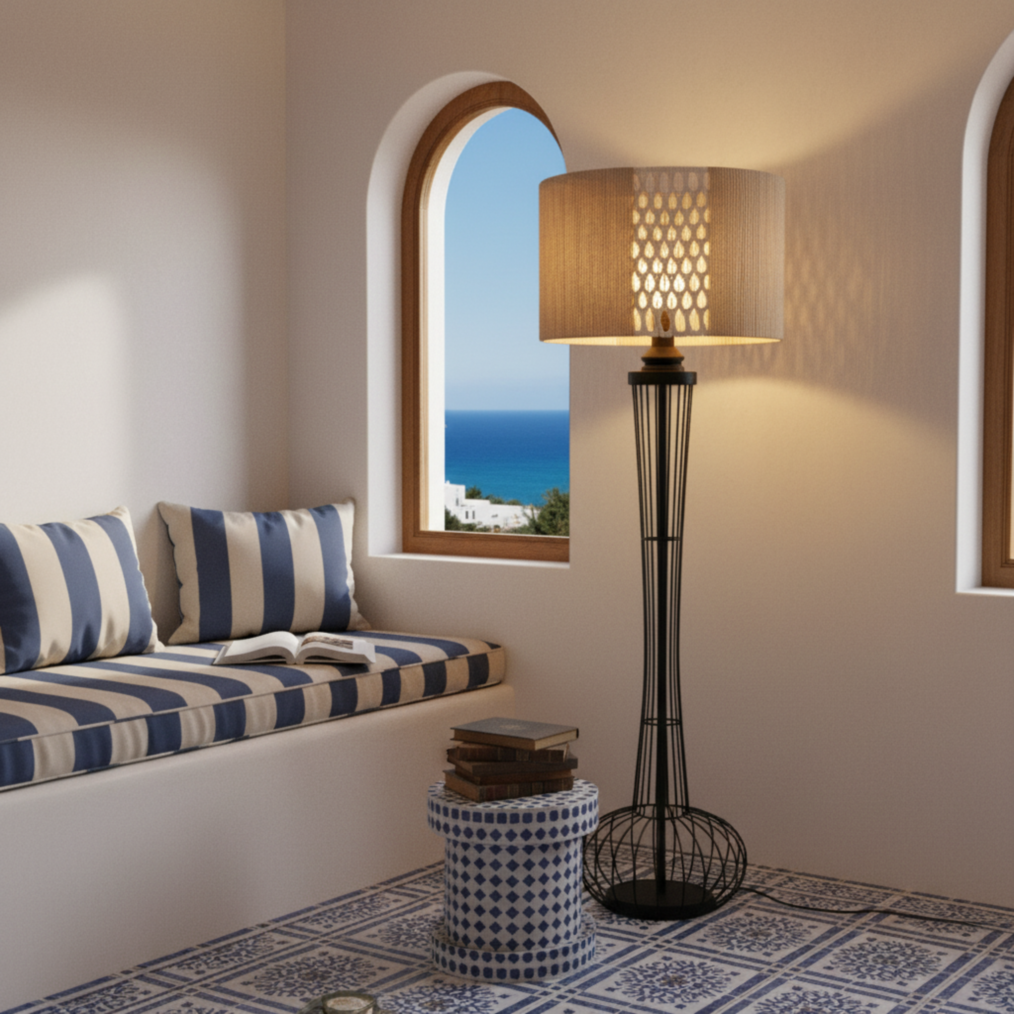 Lampadaire Jute et Macramé | Design Bohème Artisanal | Tunisie