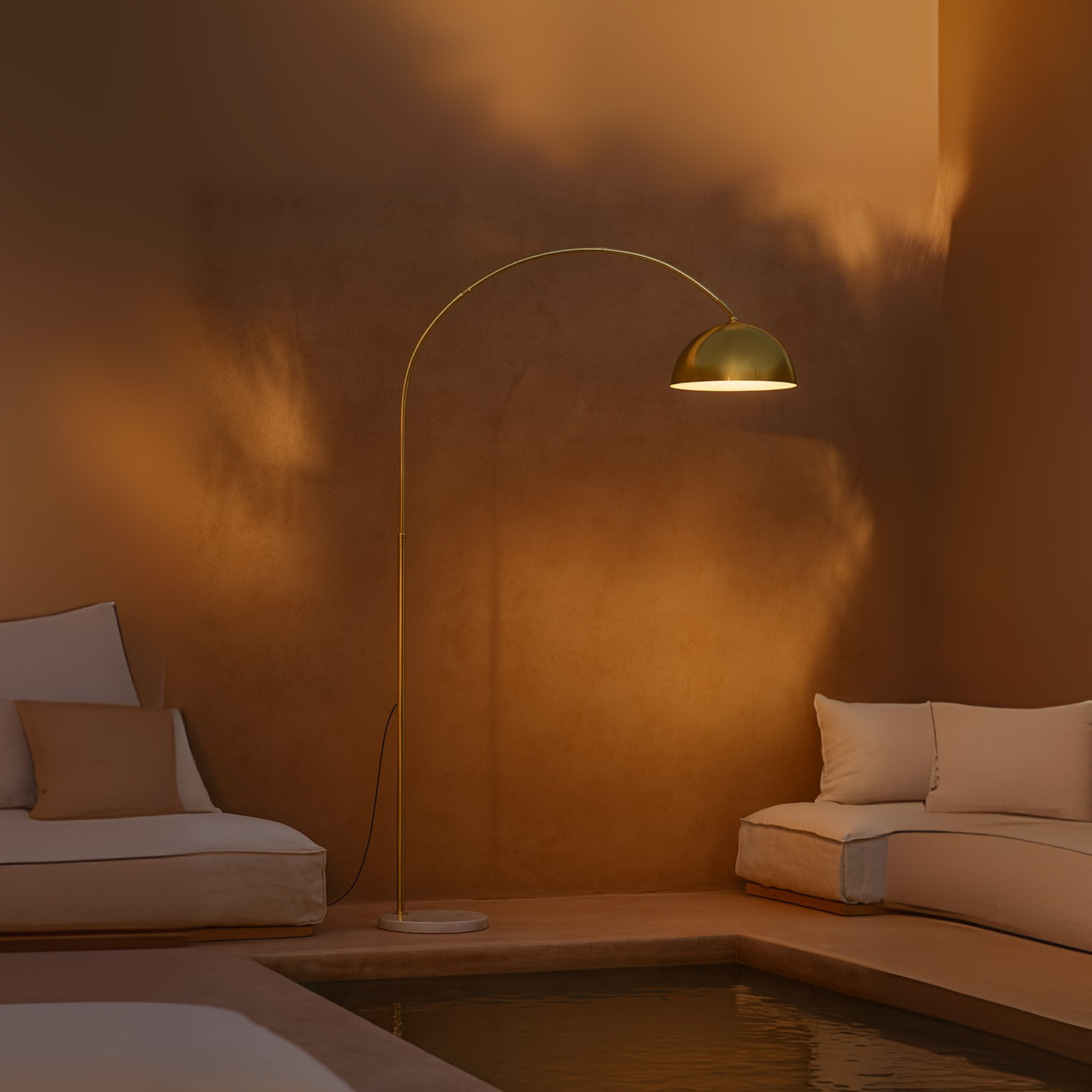 Lampadaire arc doré LED Tunisie | Design moderne | Fiolla Home