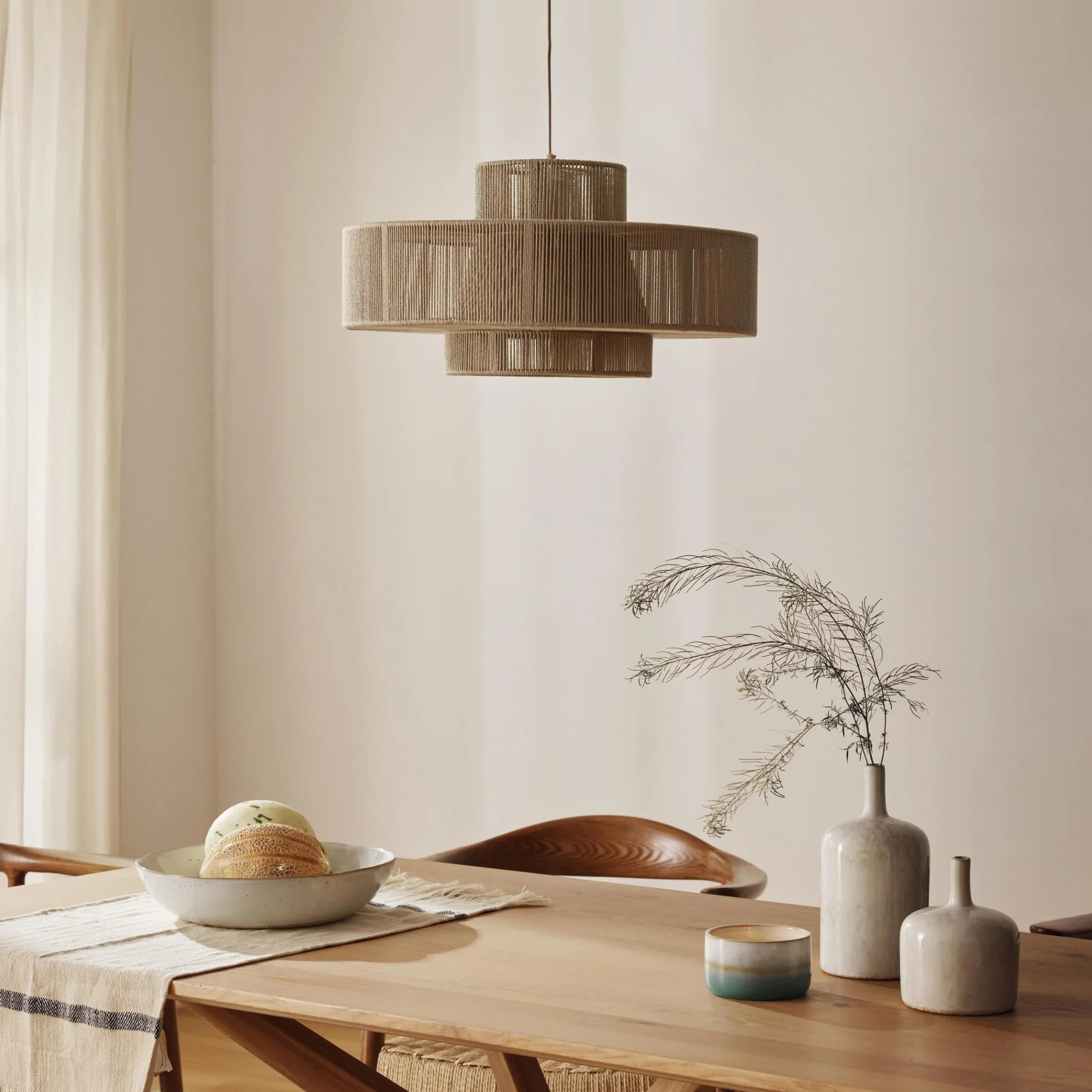 Suspension en Fil de Coton Clara | Luminaire Tissé Élégant | Fiolla Home