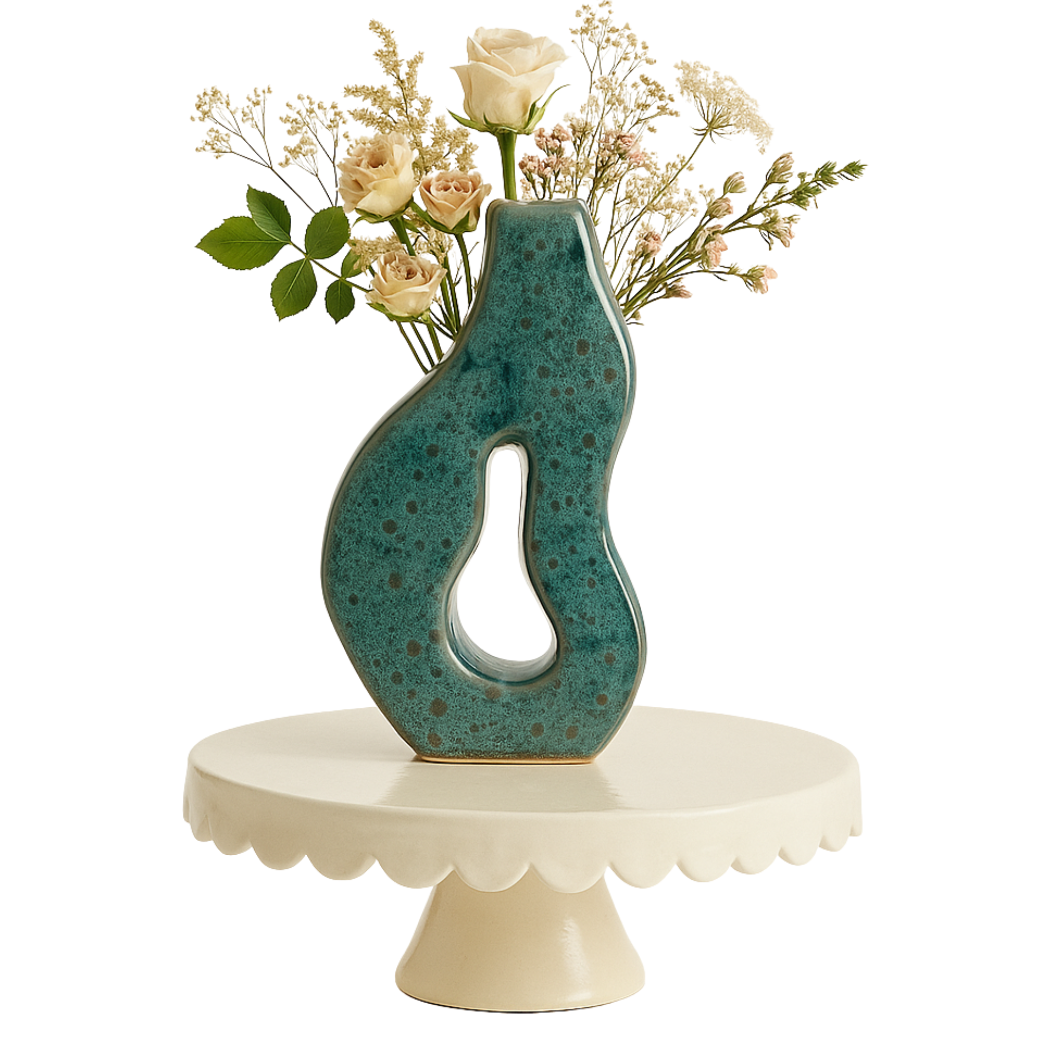 Vase en céramique sculptural – forme organique ajourée