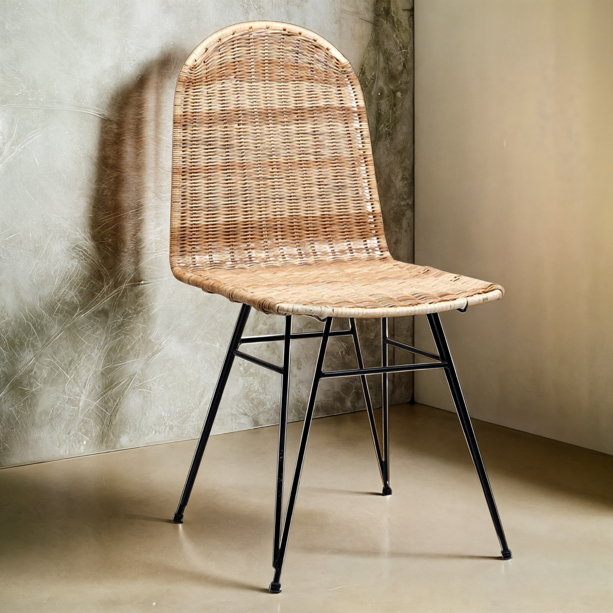 Chaise en Rotin Design | Pieds Métal Noir | Fiolla Home