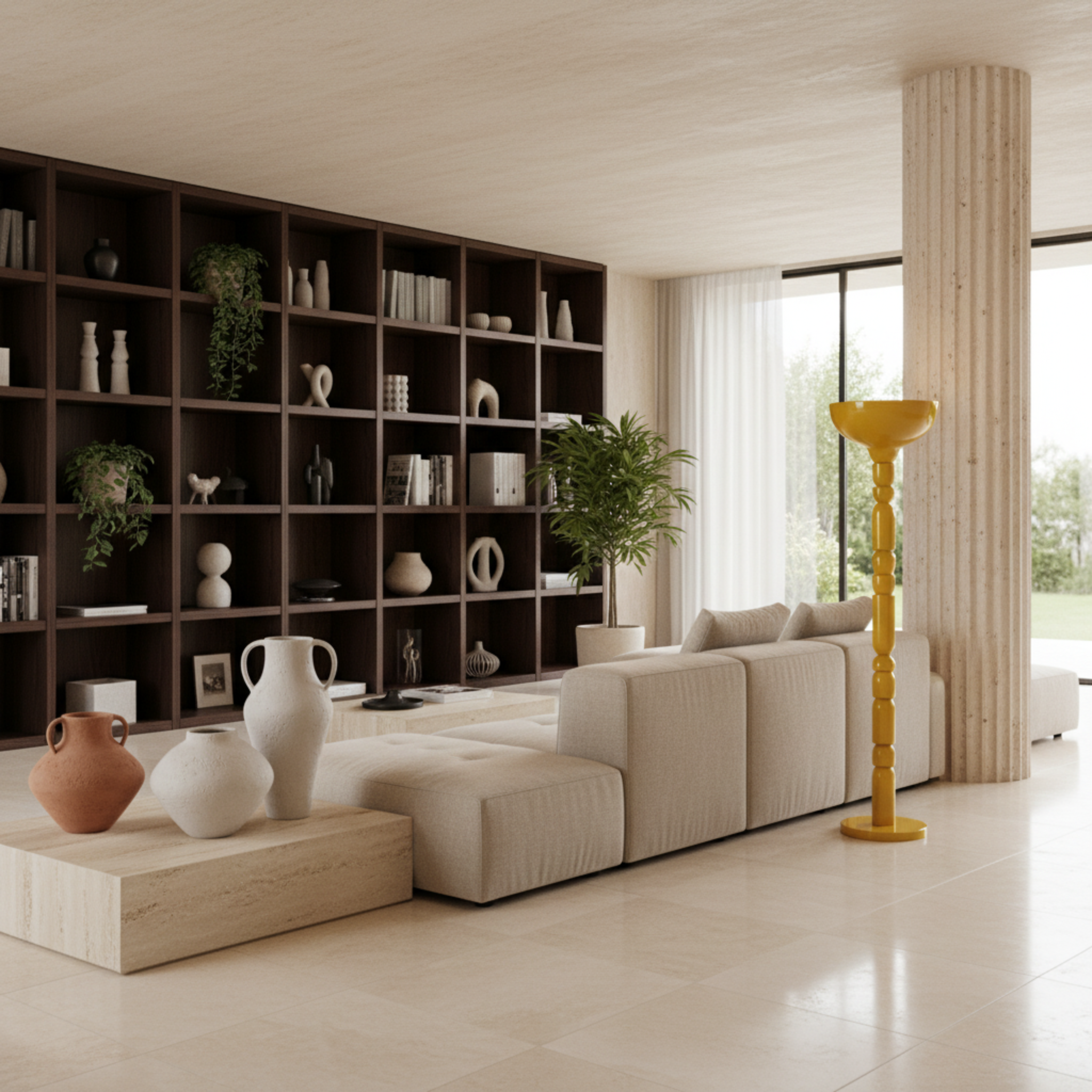 Lampadaire Sur Pied Design Jaune | Luminaire de Salon Moderne Tunisie