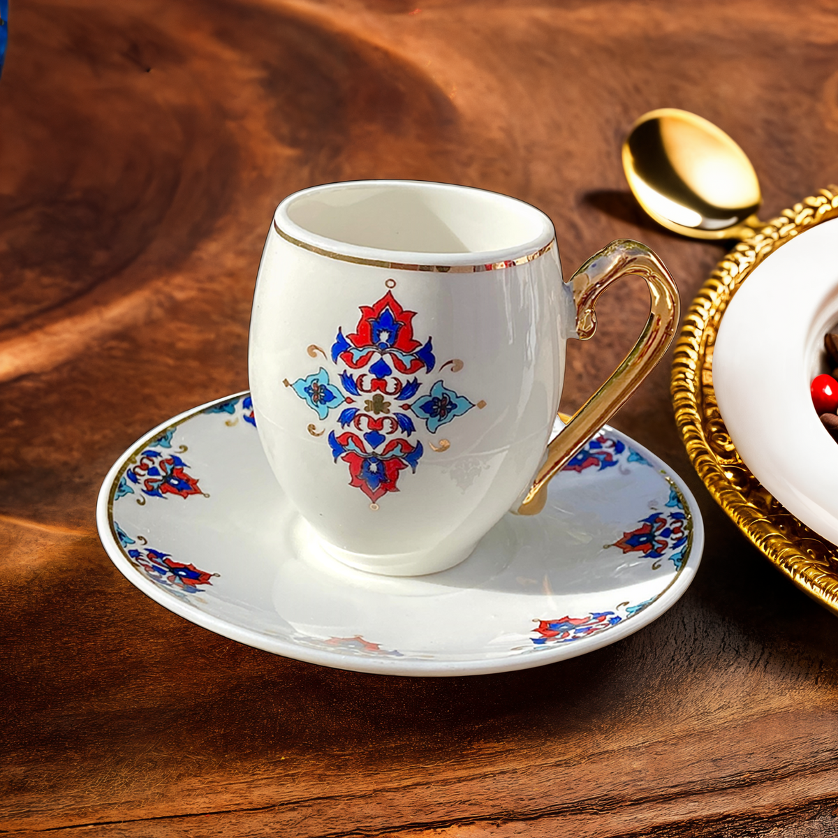 Service à Café Noir | Élégance Artisanale & Détails Dorés | Fiolla Home