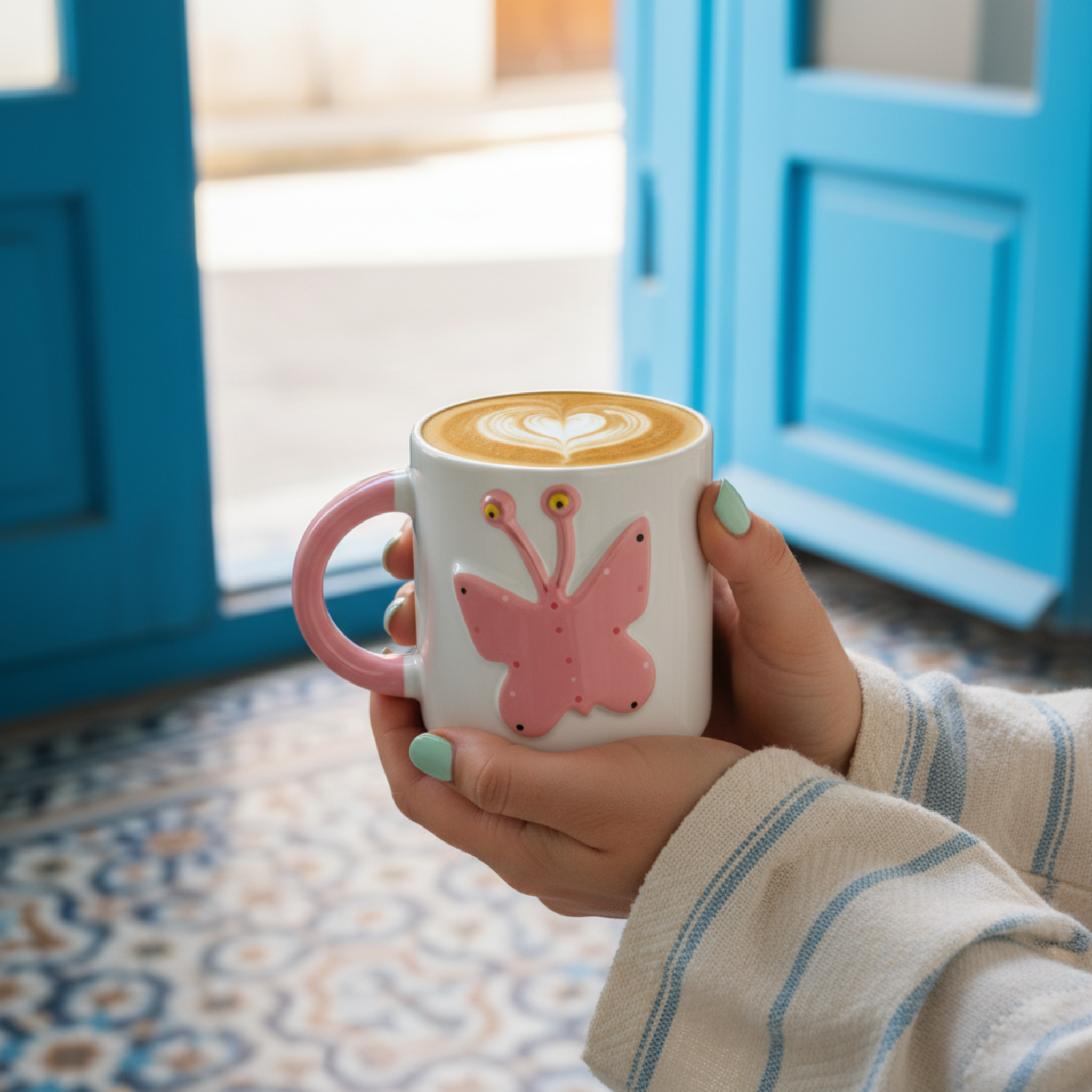 Mug Papillon Rose en Relief – Tasse en Céramique Design & Ludique