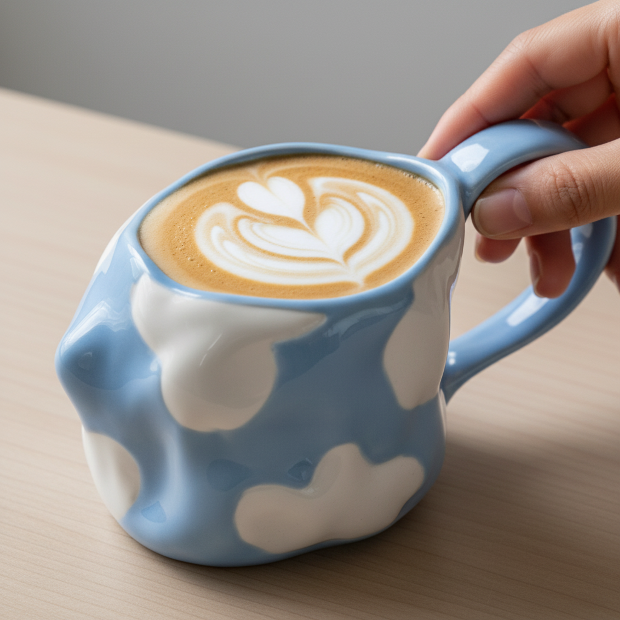 Mug Bleu Nuage en Céramique – Design Irrégulier & Artistique Tunisie