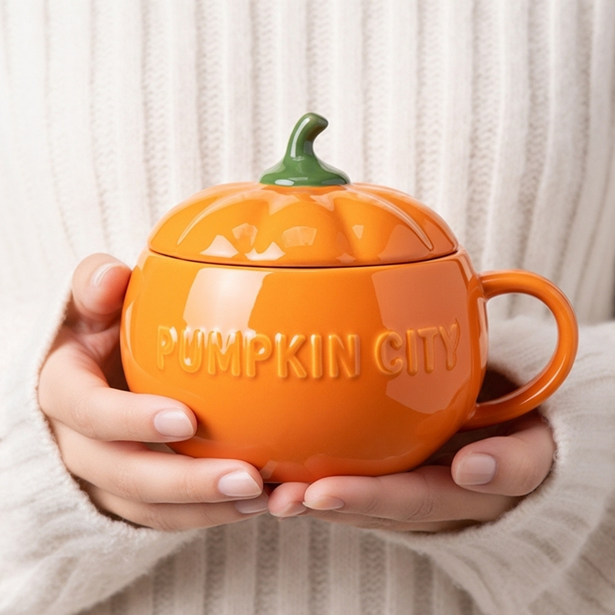 Mug Citrouille Céramique avec Couvercle – Pumpkin City