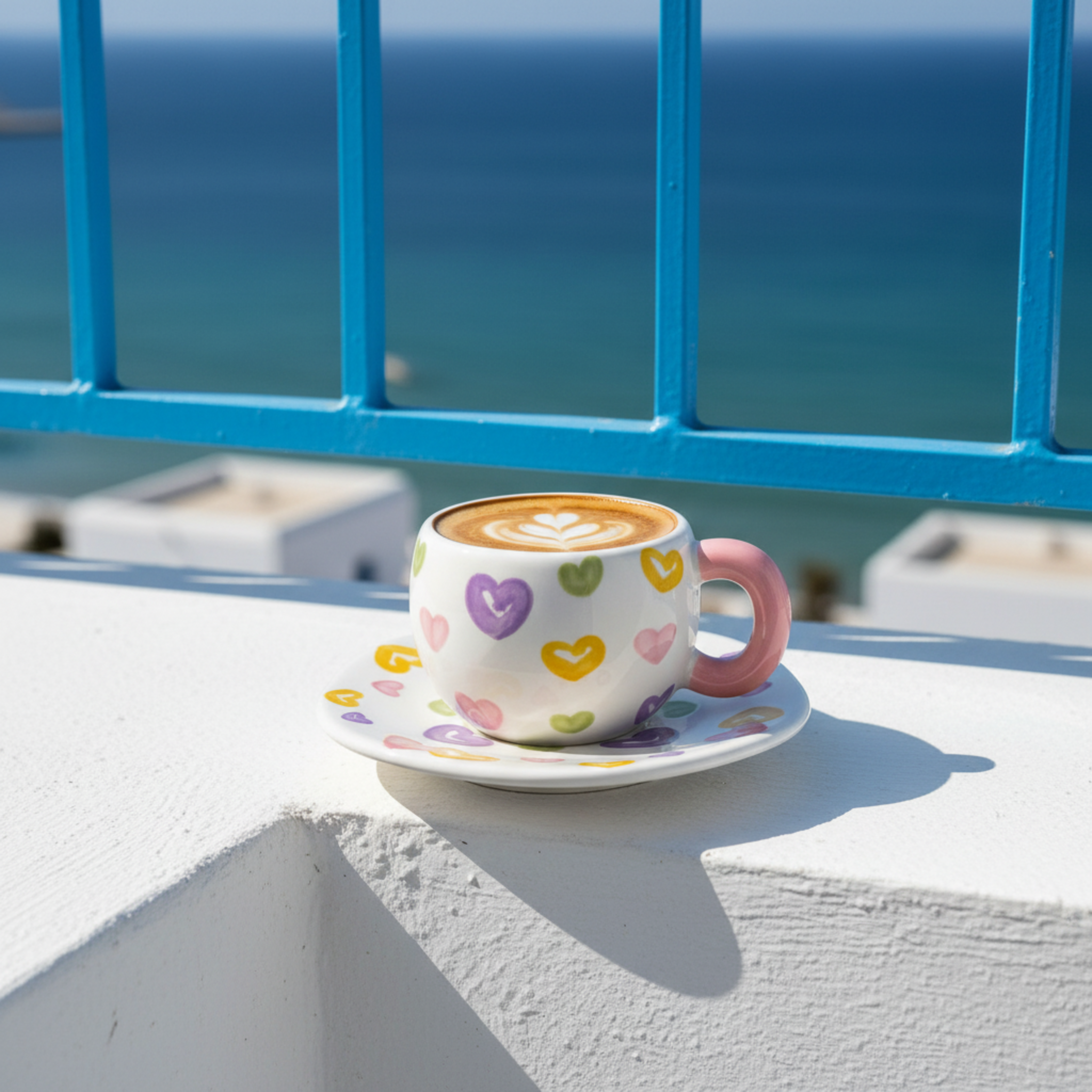 Duo Tasse & Soucoupe "Love Hearts" – Céramique Tendance & Colorée