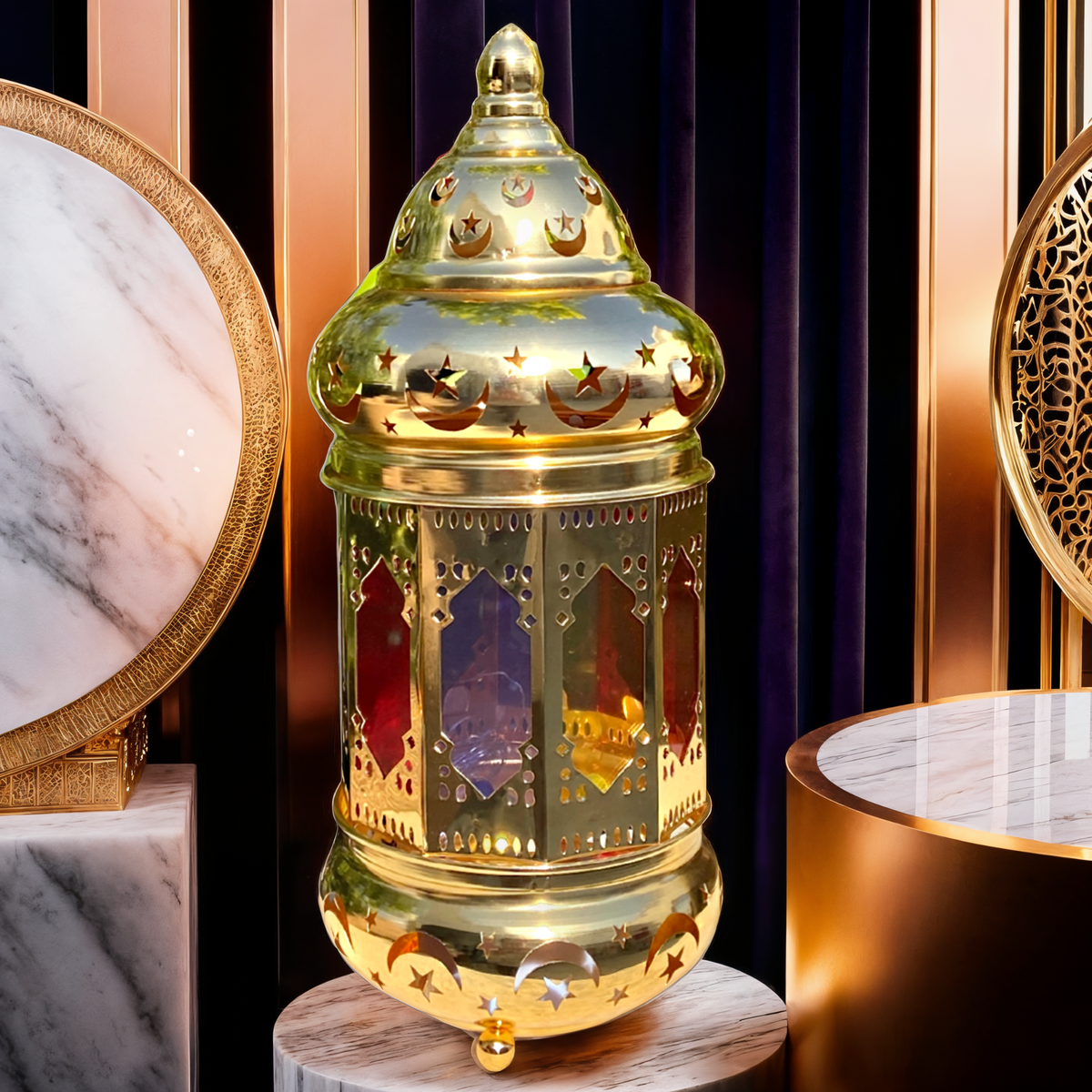 Lanterne Ramadan LED Dorée | Élégance et Ambiance Spirituelle | Fiolla Home