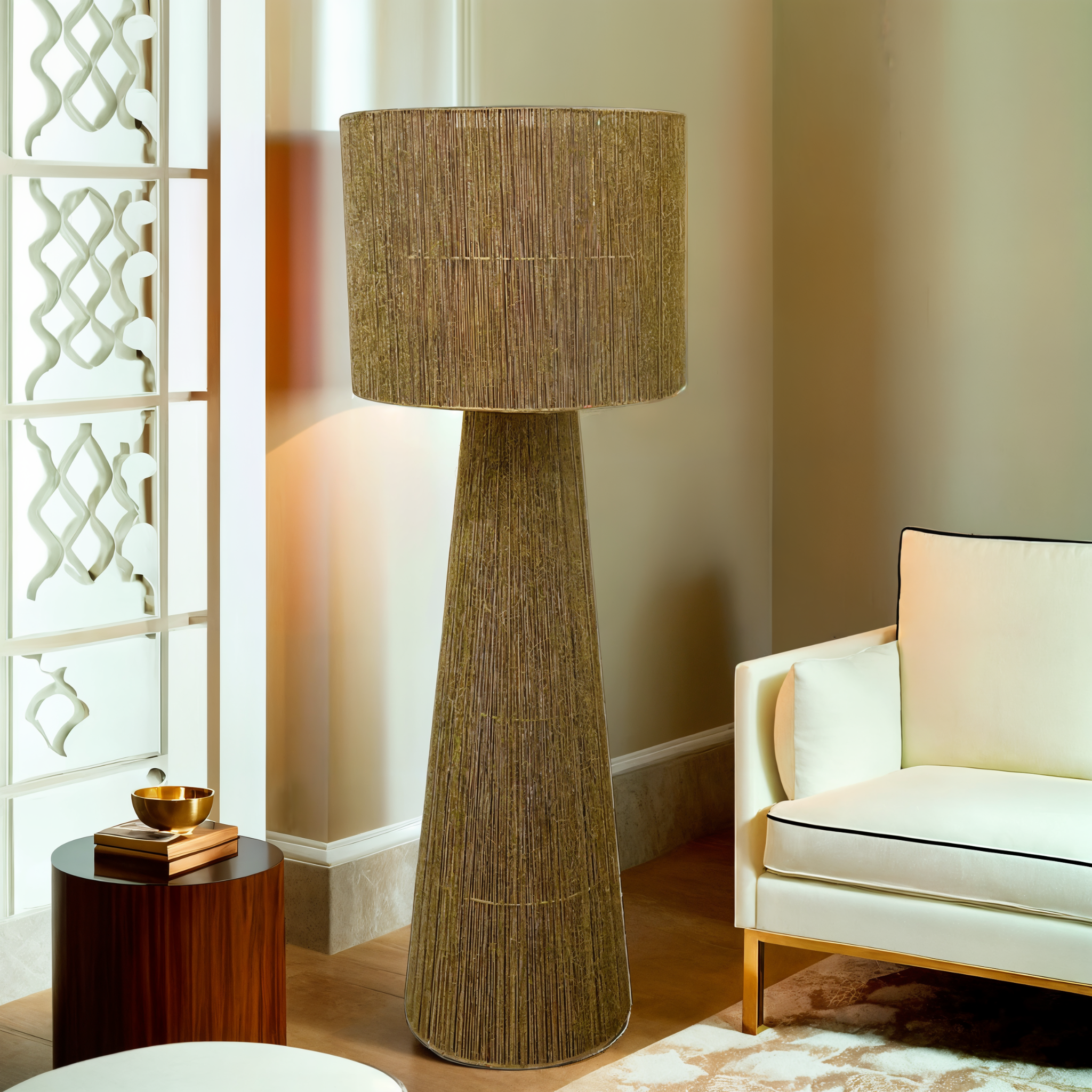 Lampadaire en Fibres de Jute | Handmade en Tunisie | Fiolla Home