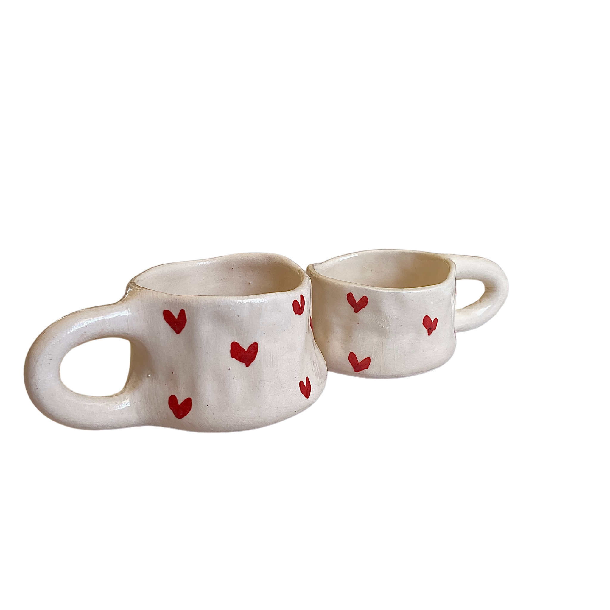 Tasse en Céramique Artisanale | Motifs Coeur Rouge | Fiolla Home
