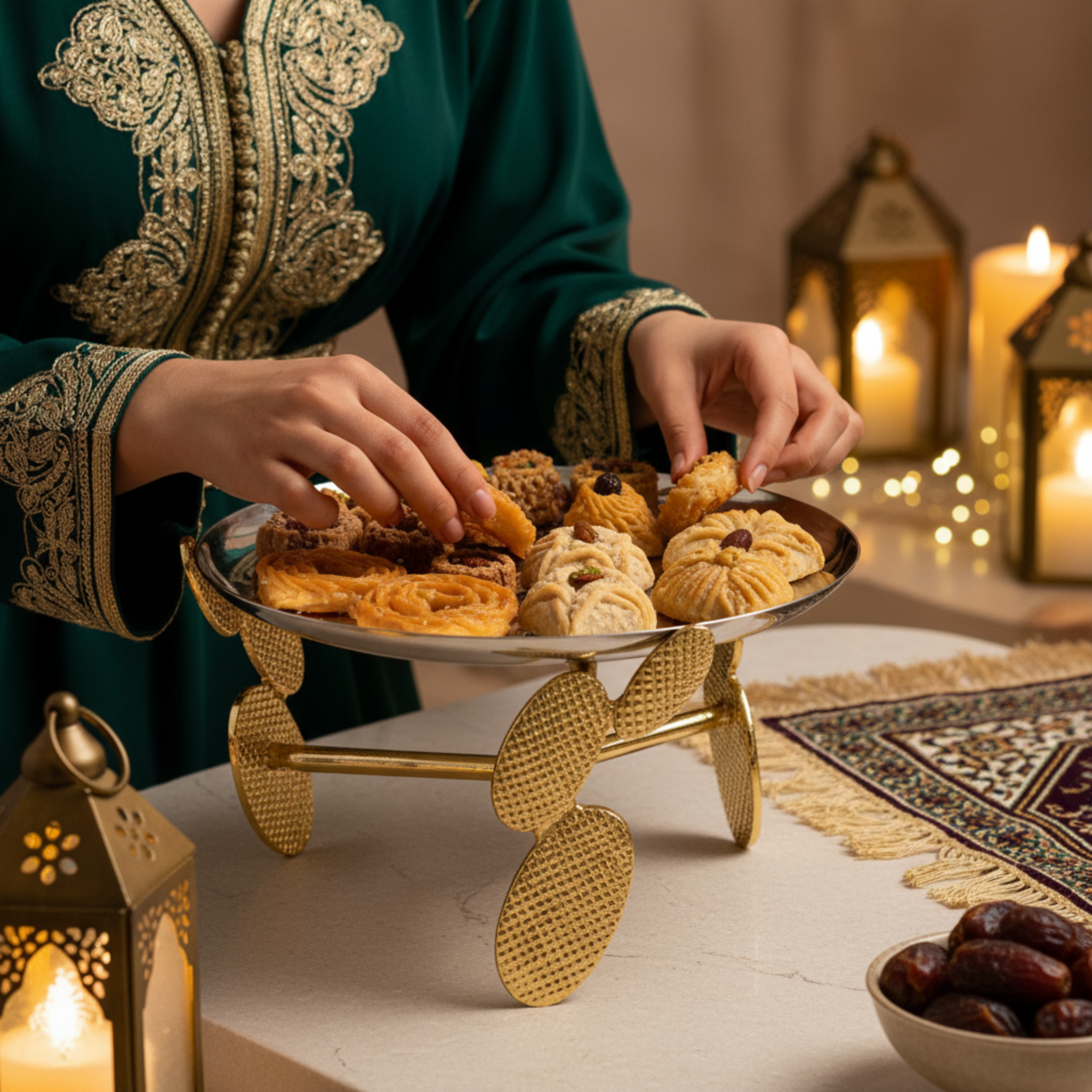 Présentoir à Gâteaux en Cuivre Indien Premium – Design Luxe & Raffiné