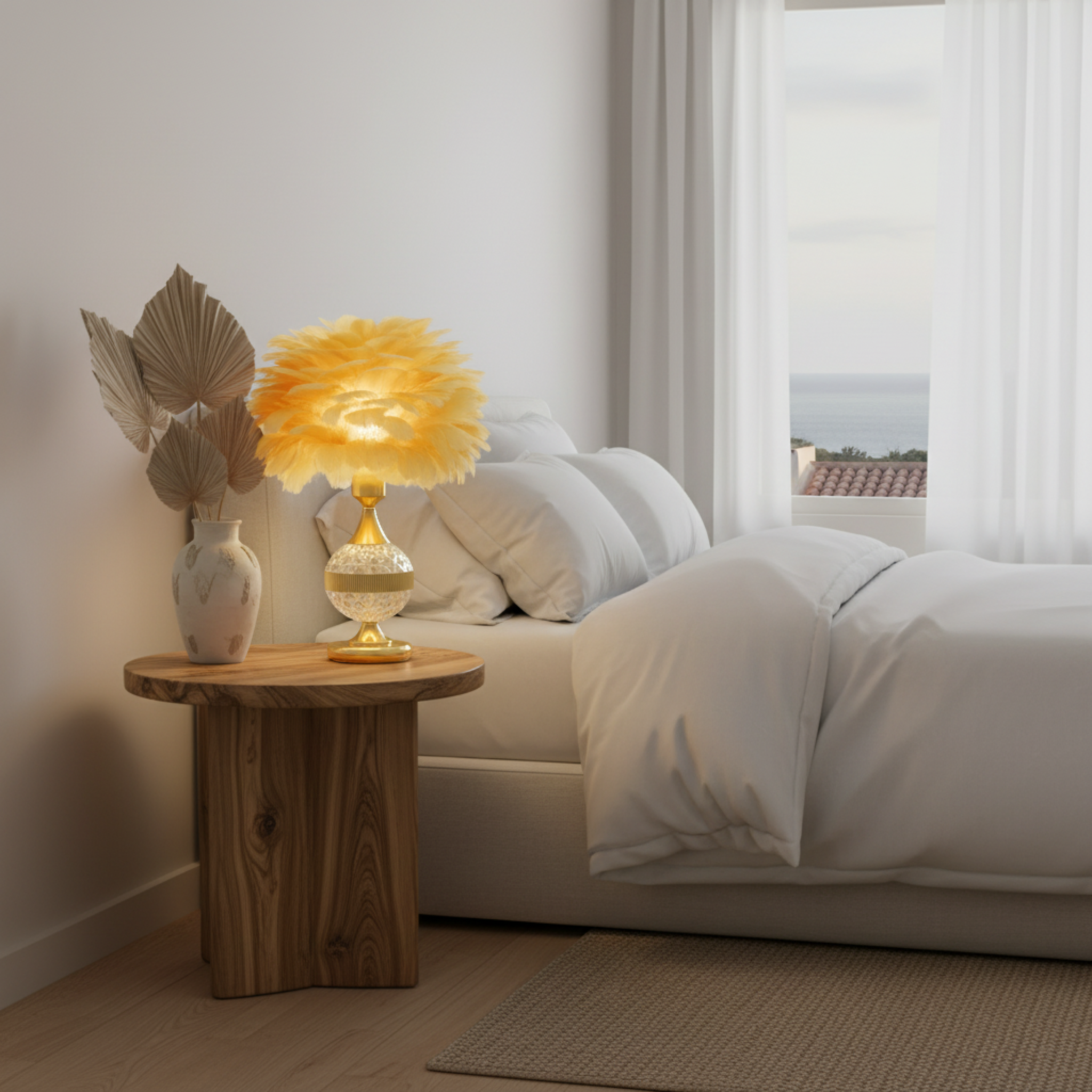 Veilleuse à Plumes Design – Élégance Bohème Chic Tunisie