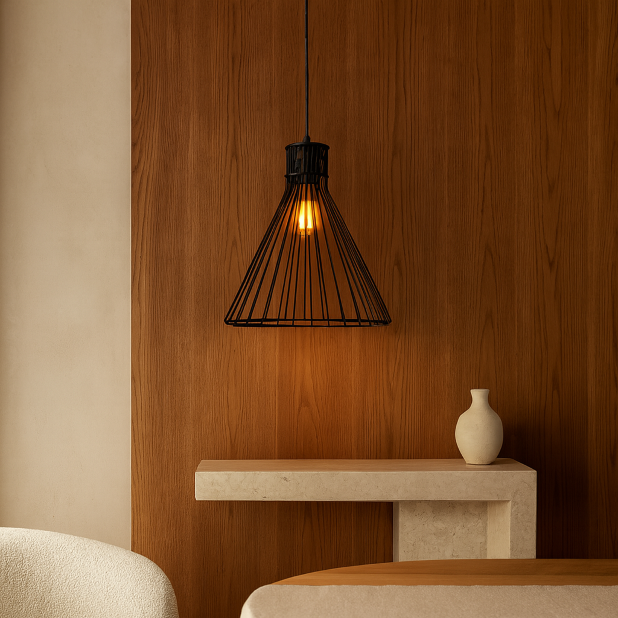 Luminaire Suspension Cône Noir | Salle à Manger Tunisie | Fiolla Home