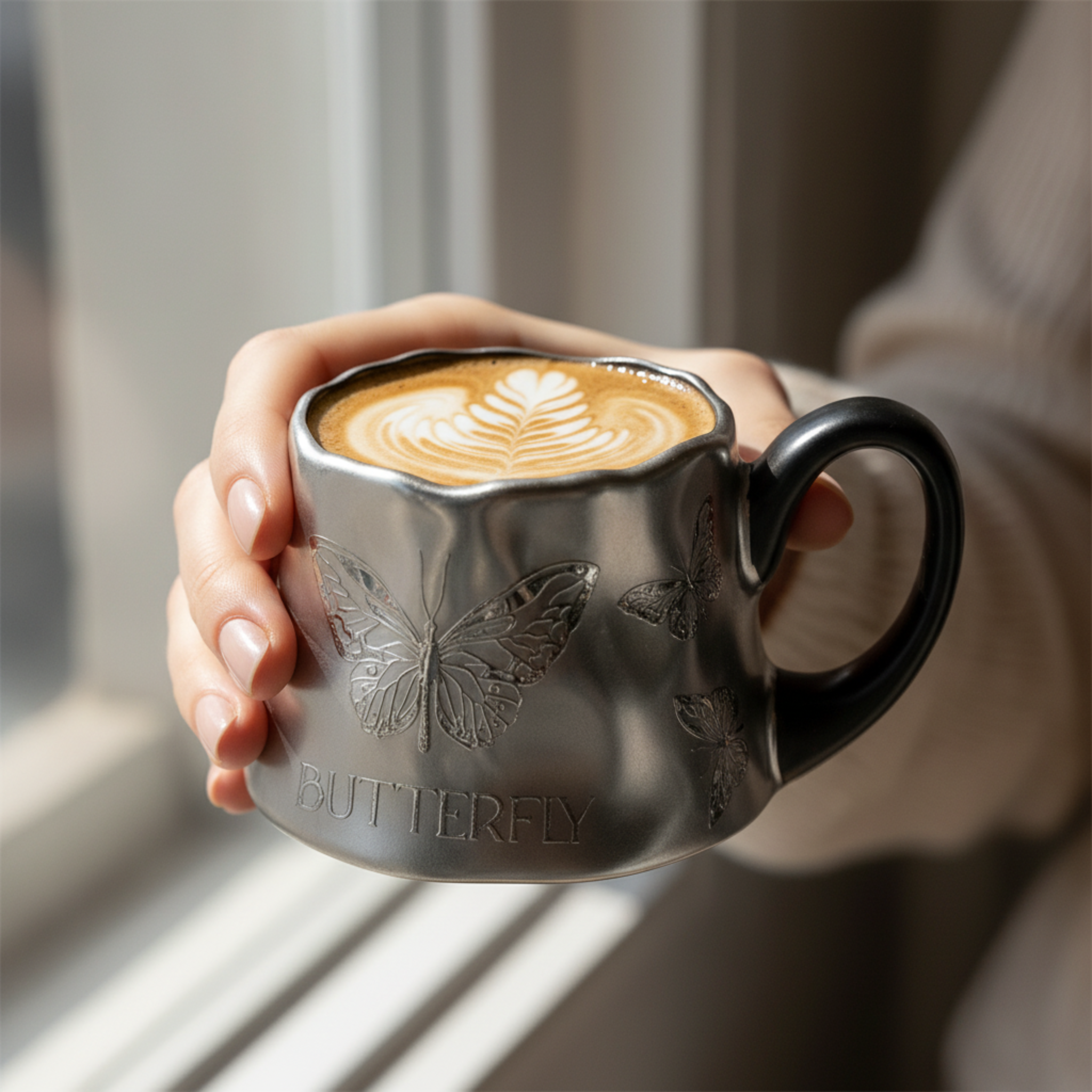 Mug Argenté Design Papillon – Tasse Vintage & Tendance