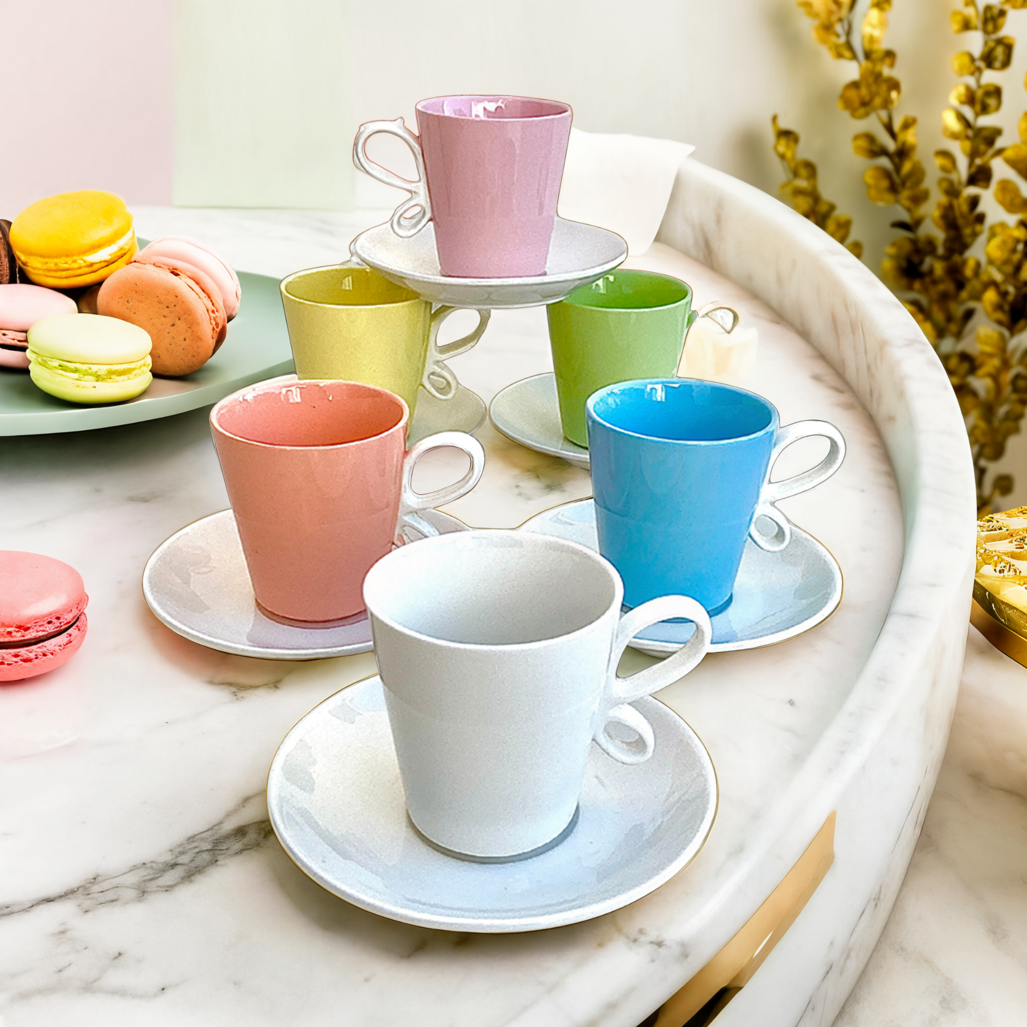 Service à Café Multicolore | Élégance Moderne & Originalité | Fiolla Home