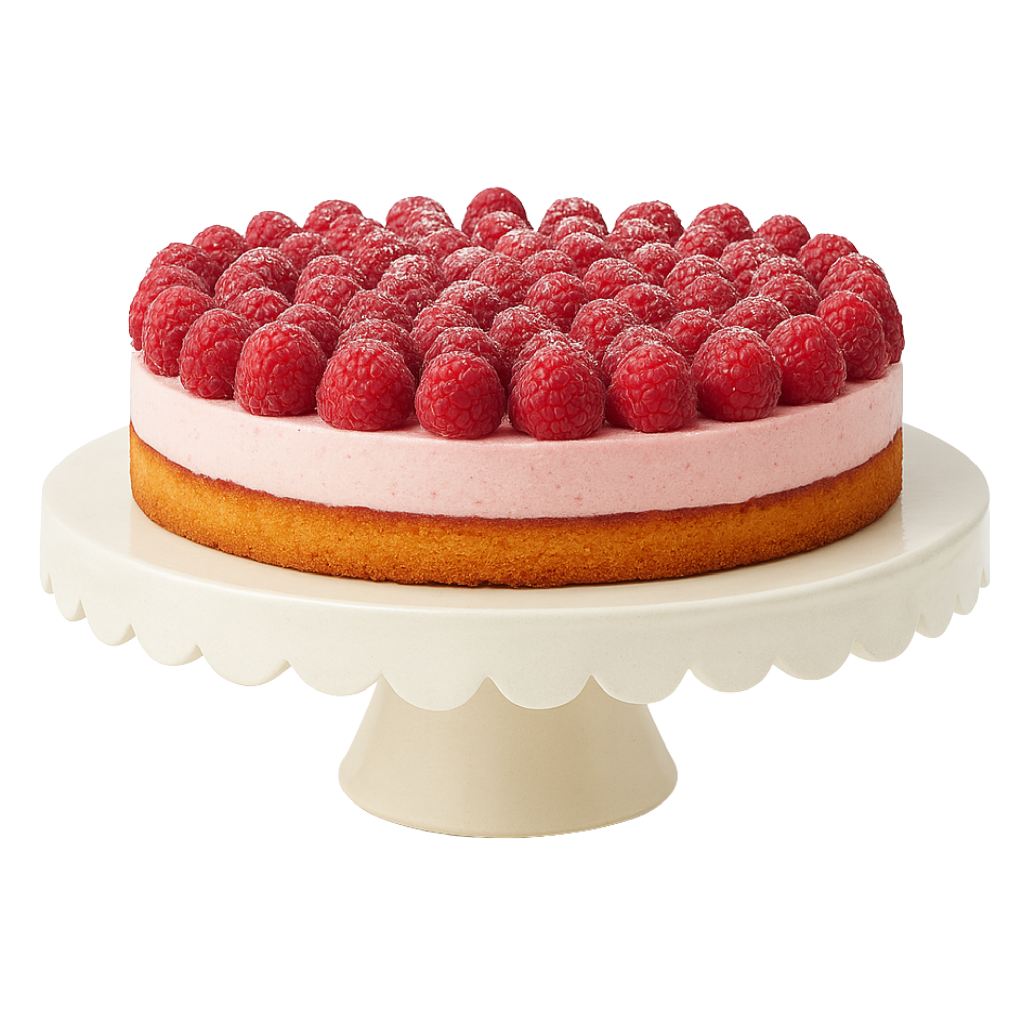 Présentoir à gâteau en céramique – Blanc ivoire, bord ondulé (100% fait main, Tunisie)