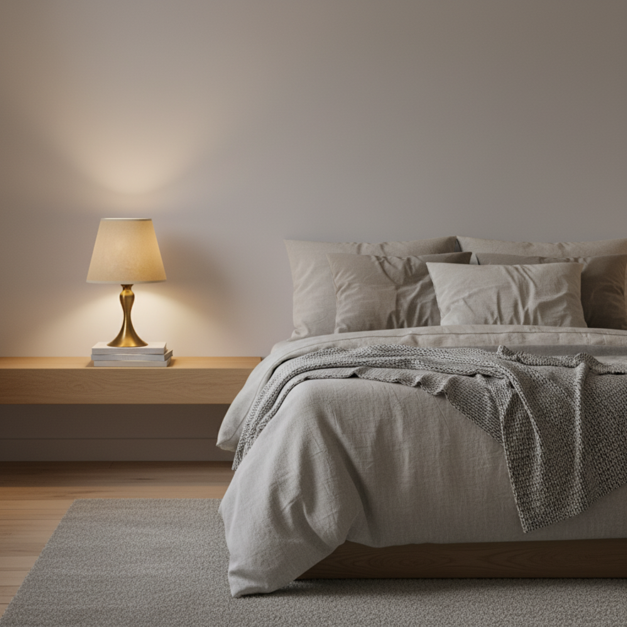 Lampe de Chevet Classique Dorée – Abat-Jour Tissu Beige