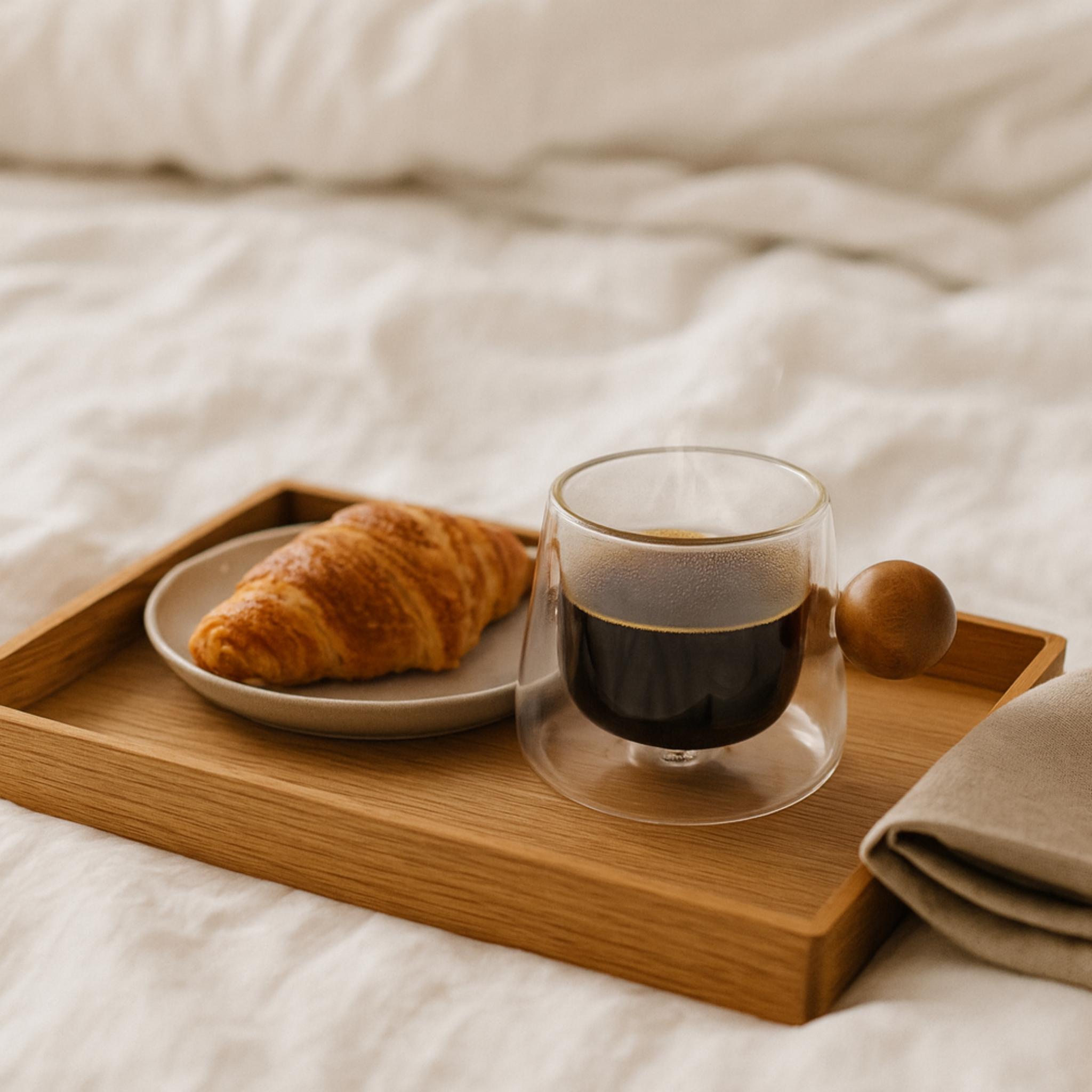 Tasse Double Paroi Café Noir Tunisie | Poignée Bois | Fiolla Home