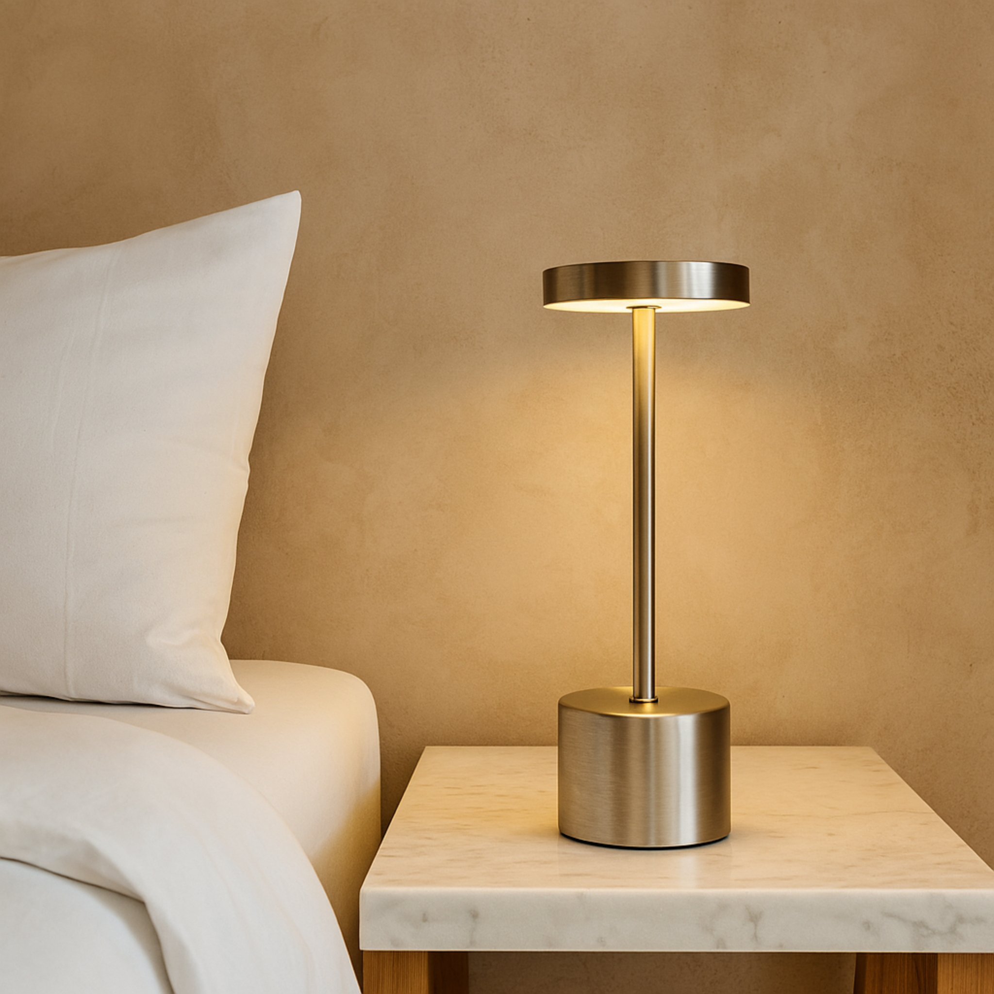 Lampe de Chevet LED Argentée – Design Minimaliste en Métal