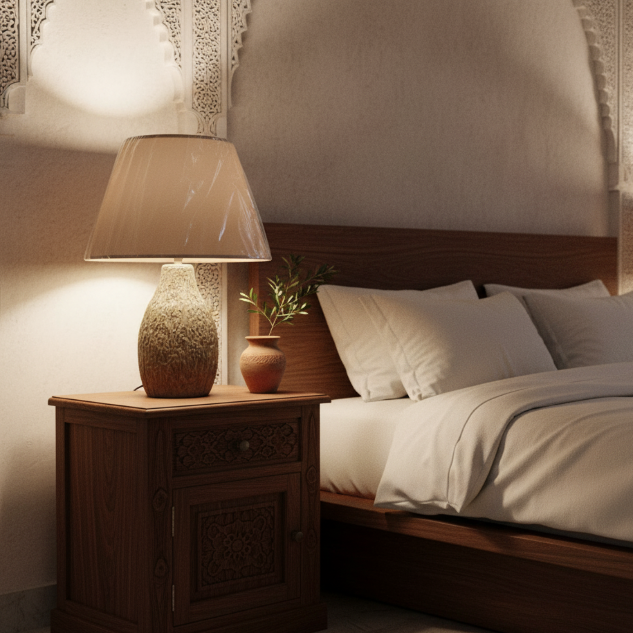 Veilleuse Base Texturée Marron | Céramique | Fiolla Home Tunisie